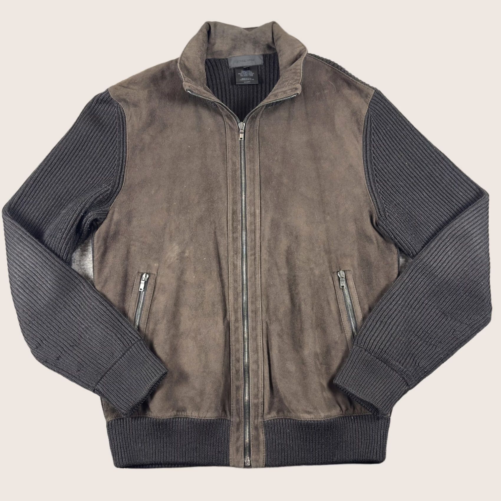 Nicole Farhi Nicole Farhi Bomber Jacket Mens Medium Brown Leather Knit Wool Full Zip Size US M / EU 48-50 / 2 - 1 Thumbnail