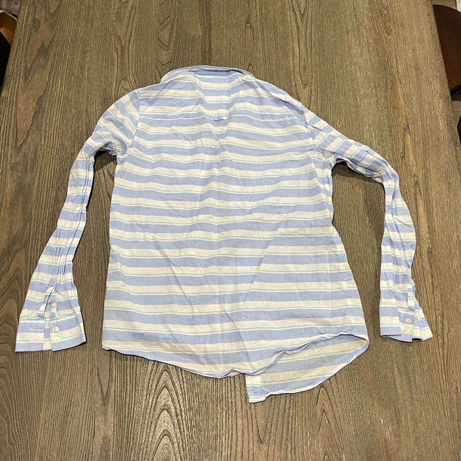 Express Express Cotton Button Up White Blue Striped Blouse Size S Size S / US 4 / IT 40 - 4 Thumbnail