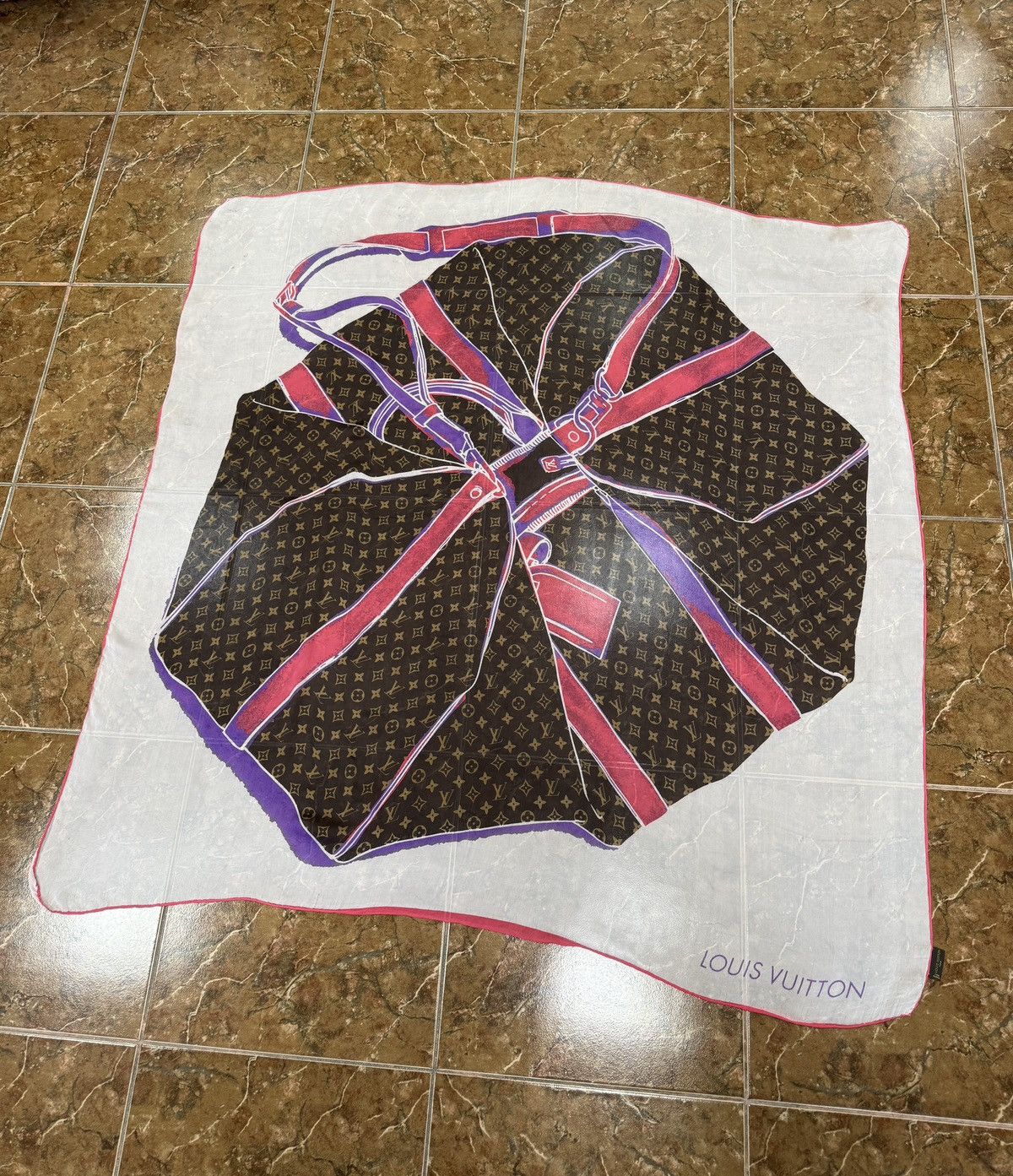 Louis Vuitton 🇮🇹 Louis Vuitton Monogram Silk Scarf Shawl Wrap Luxury Rare Size ONE SIZE - 1 Thumbnail