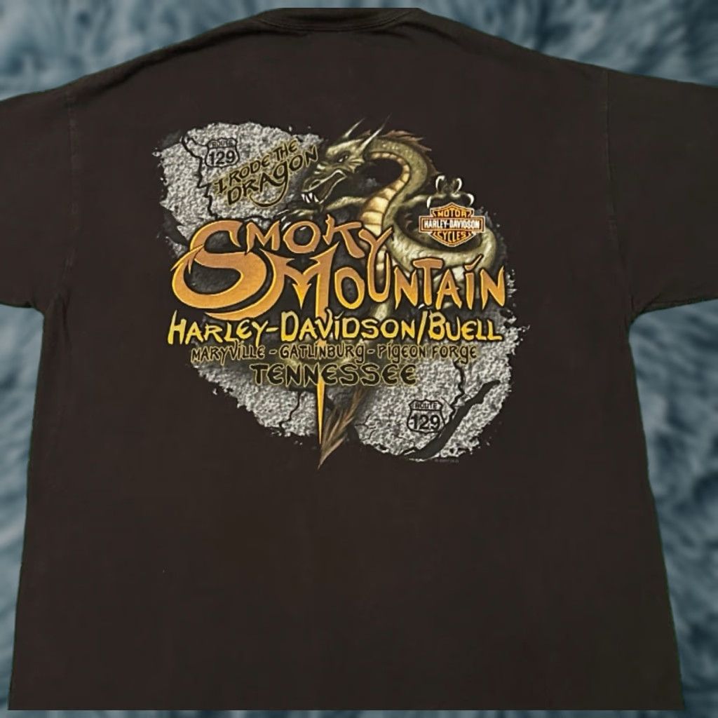 Harley Davidson VINTAGE Harley-Davidson Dragon Smokey Mountain 2007 VTG Shirt Mens L Black 90s Y2K Hip Hop Punk Motorcycle Biker Grunge USA Logo Size US L / EU 52-54 / 3 - 1 Thumbnail