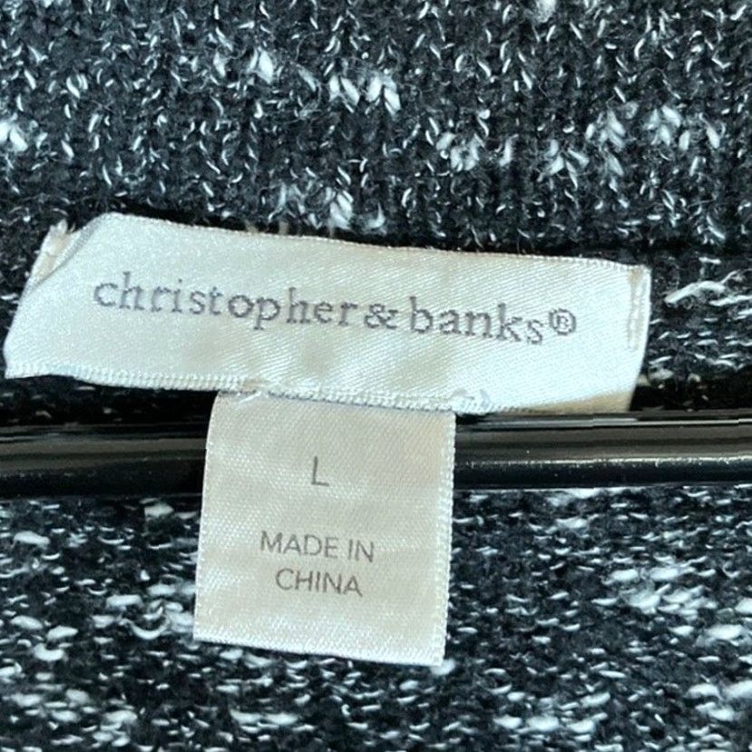 Vintage Christopher & Banks Womens Sweater Black Snowflake 3/4 Sleeve Large Knit Pullover Winter Women L Cowl Neck Regular-Size Size L / US 10 / IT 46 - 6 Thumbnail