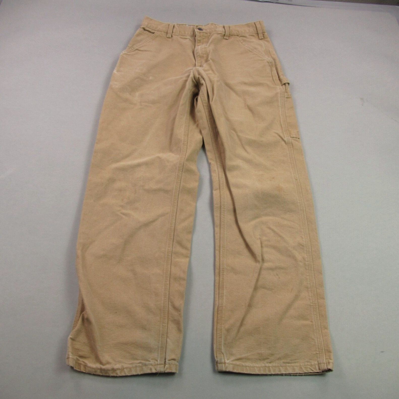 image of Carhartt Jeans Mens 33X32 Brown Carpenter Workwear Vintage Usa Union Dungaree in White