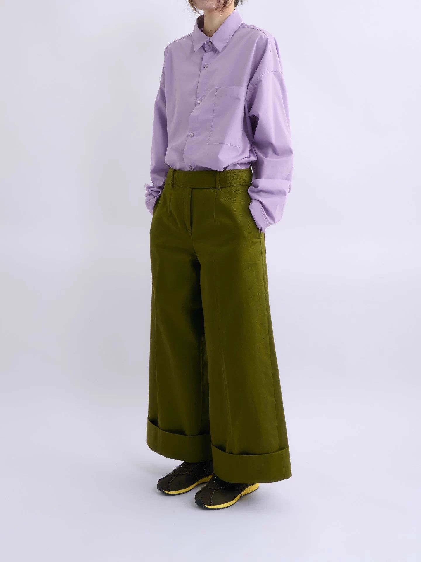 Jil Sander JIL SANDER Green High-Waisted Wide-Leg Pants 18ss 36 Size 25" / US 0 / IT 36 - 3 Thumbnail