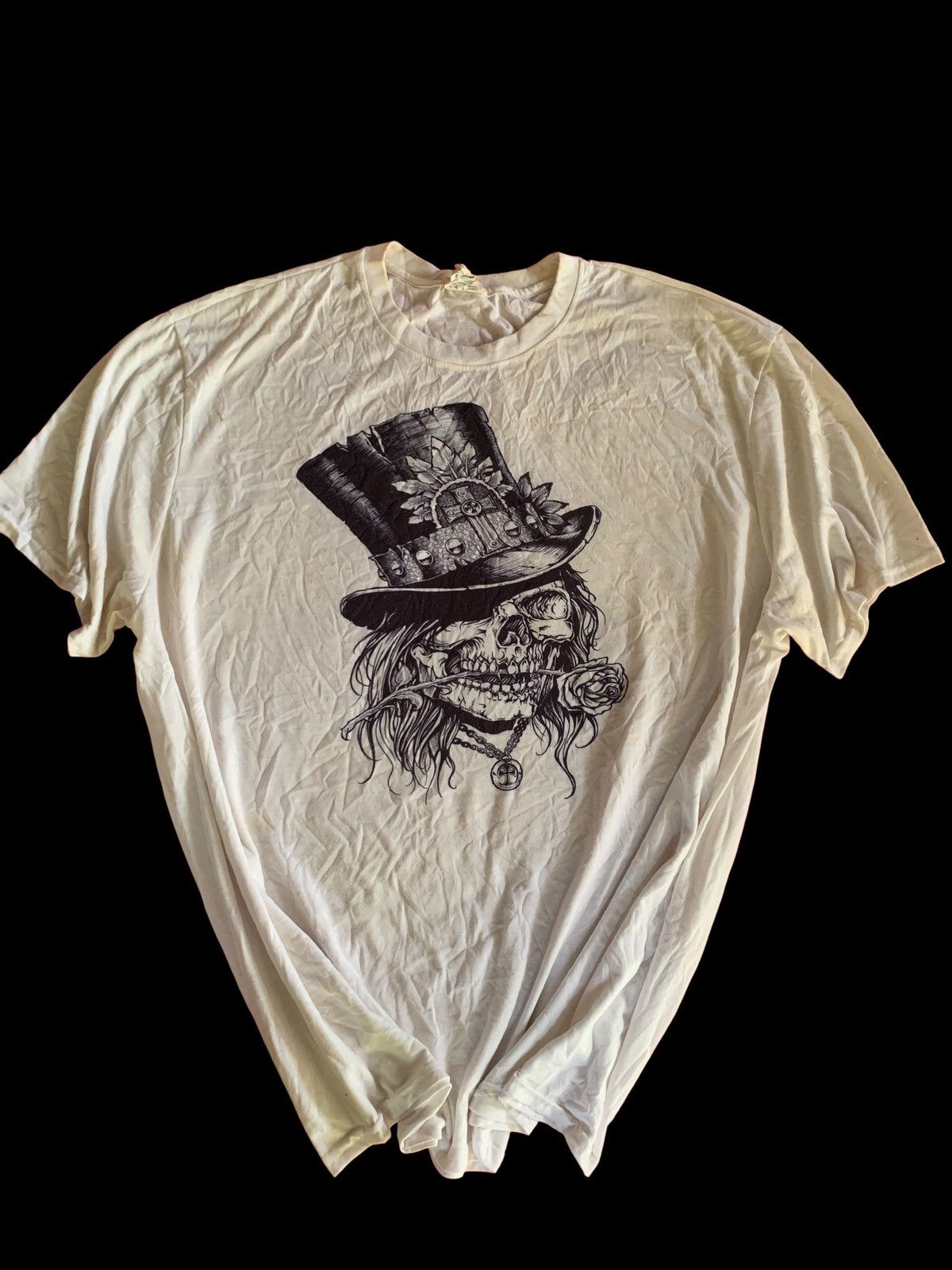 Japanese Brand Vtg Magic Skull Skeleton Top Hat White Graphic TShirt Med Size US XXL / EU 58 / 5 - 1 Thumbnail