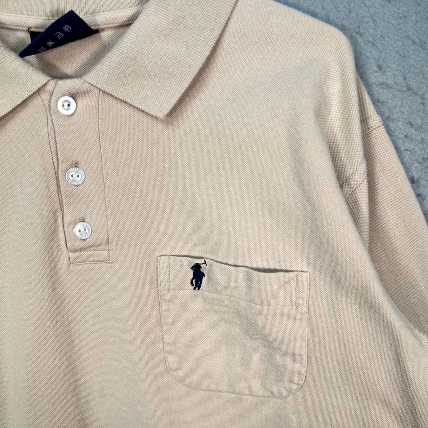 Polo Ralph Lauren VINTAGE Polo Ralph Lauren Mens Large Beige Long-Sleeve Polo Shirt 100% Cotton BOOT Size US L / EU 52-54 / 3 - 5 Thumbnail