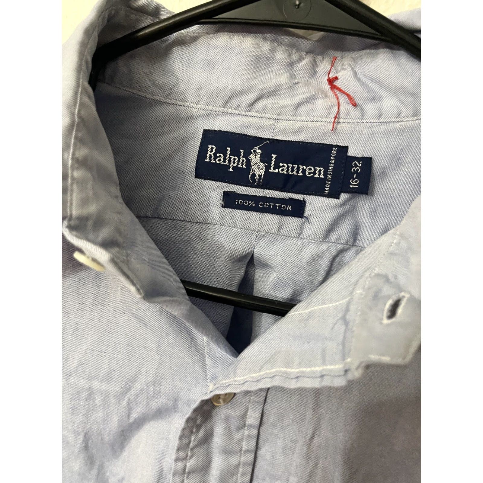 Ralph Lauren Ralph Lauren Button-Down Shirt Mens Long Sleeve 16 Blue Solid Button-Up 100% Cotton Classic Size US L / EU 52-54 / 3 - 3 Thumbnail