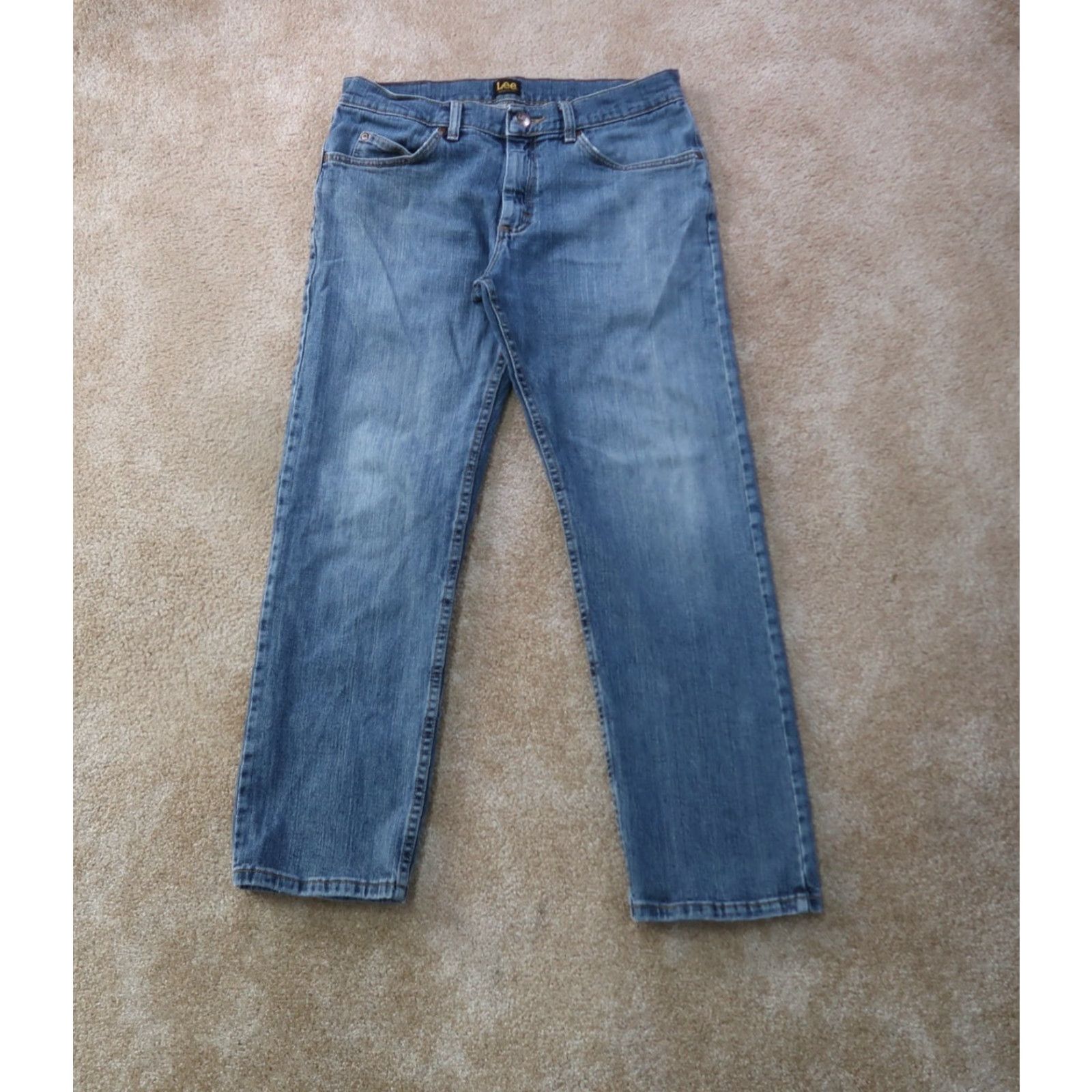 Lee Lee Jeans Regular Straight Leg Mens 33x30 Blue Denim 5-Pocket Zipper Jeans Regular Mens Size US 33 - 2 Thumbnail