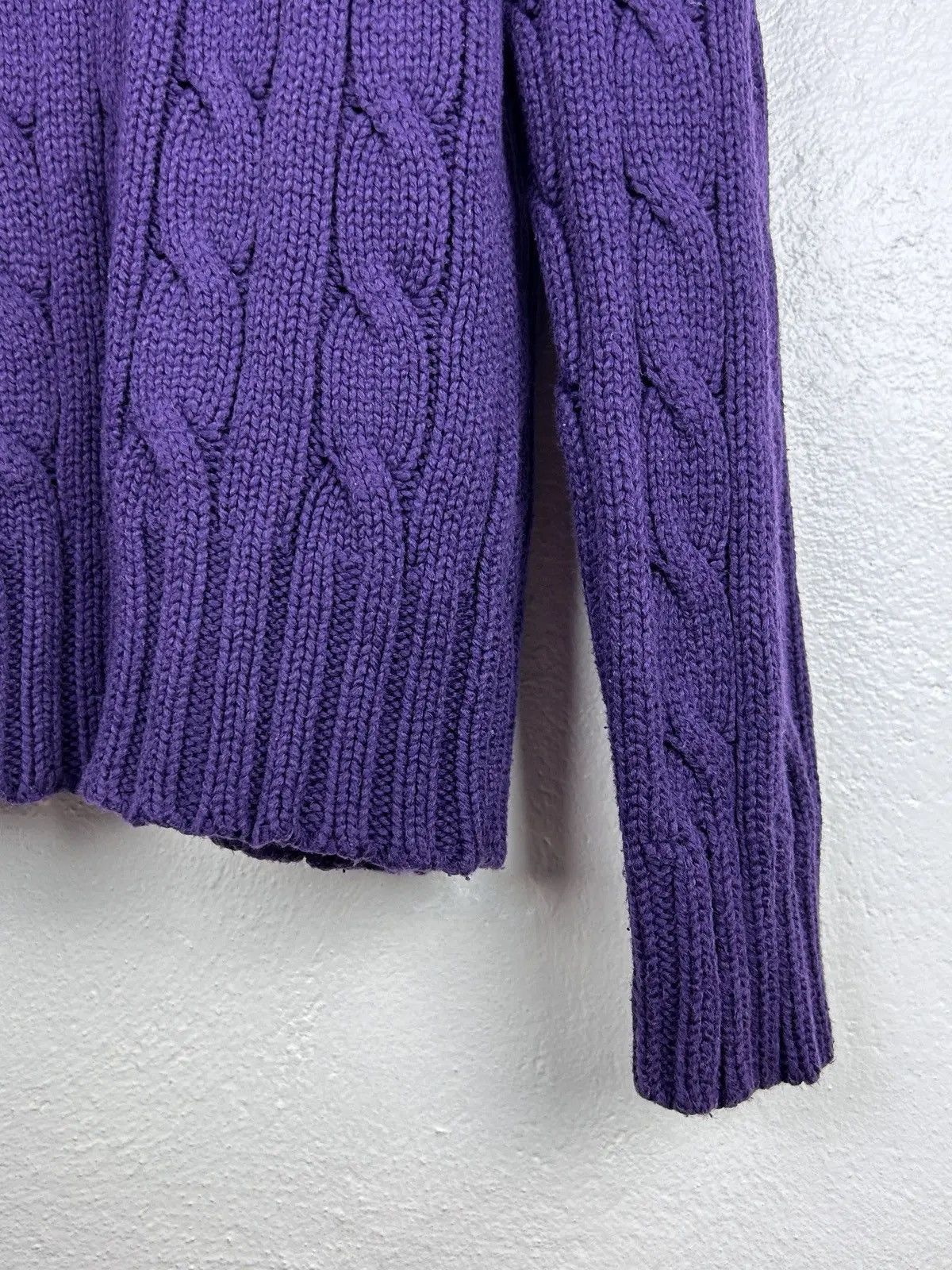 Polo Ralph Lauren Polo Ralph Lauren Cable Knit Turtleneck Sweater In Purple Size L / US 10 / IT 46 - 5 Thumbnail