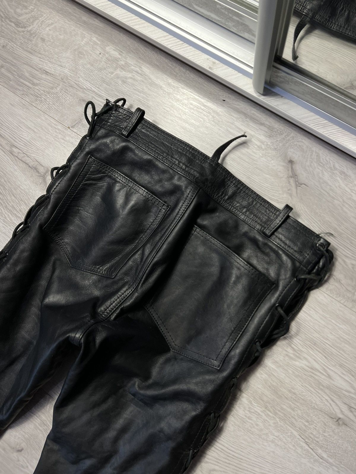 Genuine Leather Vintage Western Biker Leather Cowboy Bondage Pants Size M Size US 32 / EU 48 - 15 Thumbnail