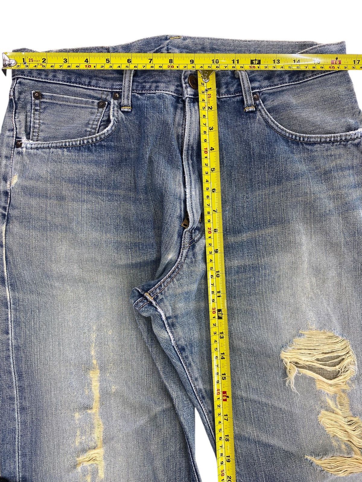 Edwin Edwin X Selvage Faded Wash Ripped Style Straight Leg Jeans Size US 33 - 7 Thumbnail