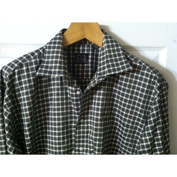 Jos. A. Bank JOS.A.BANK MENS GREEN 100%COTTON PLAID CASUAL SHIRT SIZE: L Size US L / EU 52-54 / 3 - 3 Thumbnail