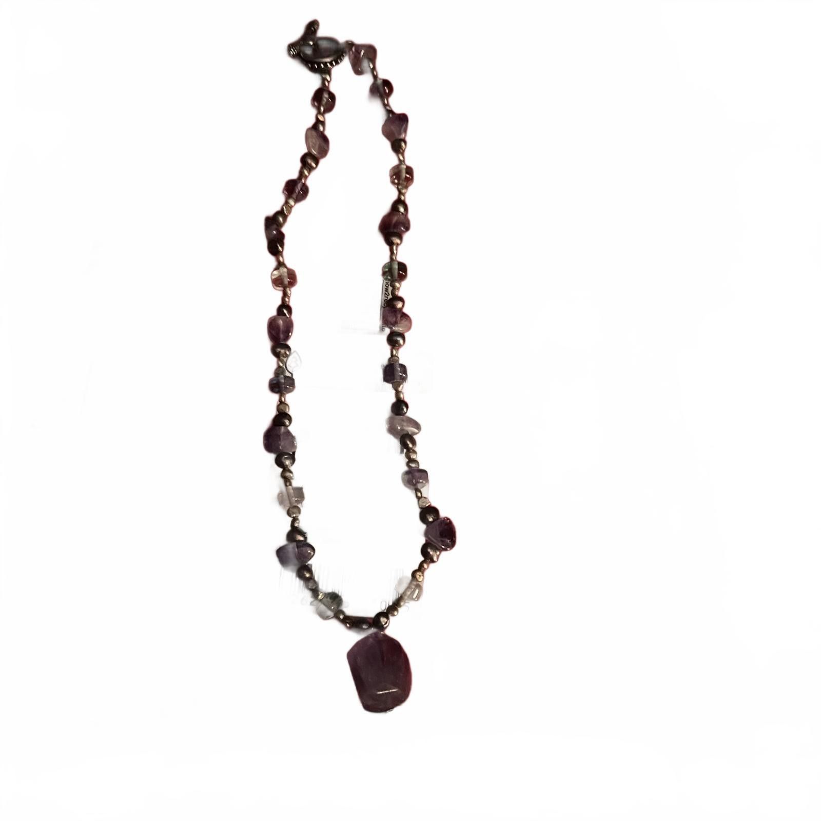Unknown London Purple Stone Charm Pendant Necklace Size ONE SIZE - 4 Thumbnail