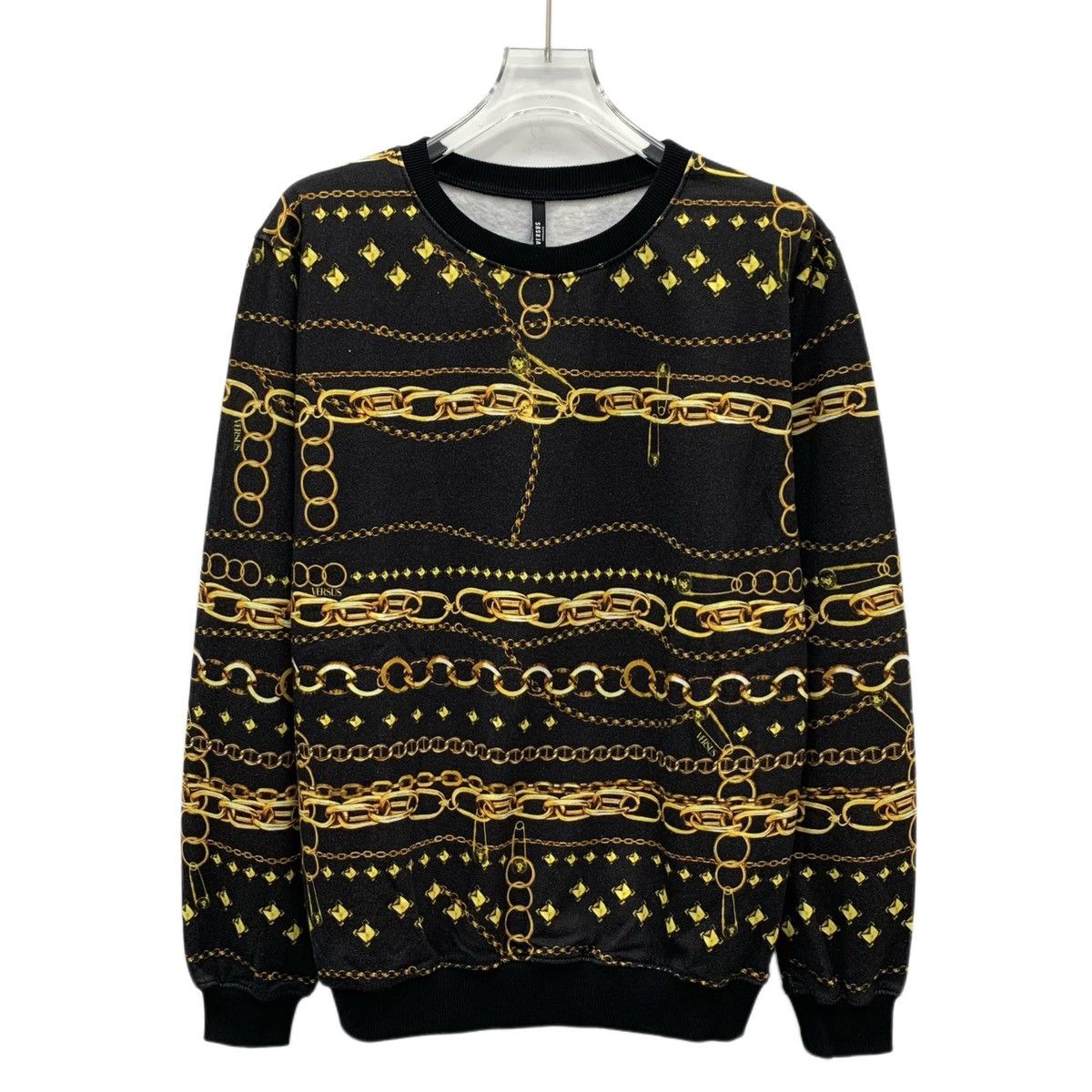 Versace Versace Black Gold Chain & Lock Long Sleeve Sweatshirt K26WX Size US M / EU 48-50 / 2 - 1 Thumbnail