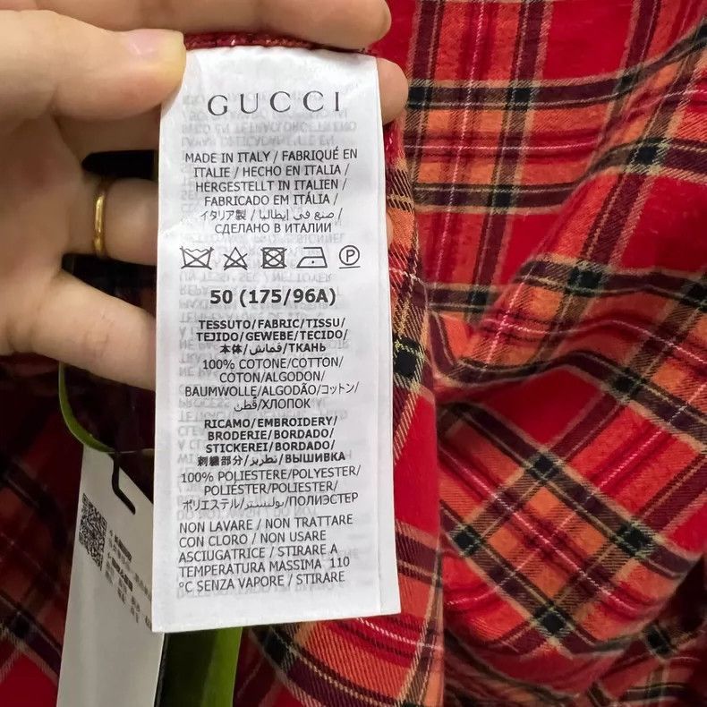 Gucci GUCCI Plaid Logo Shirt Size 50-2505 Size US L / EU 52-54 / 3 - 5 Thumbnail
