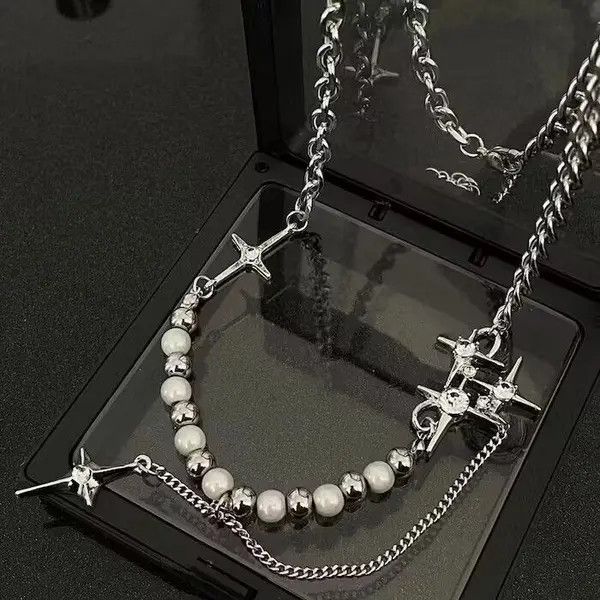 Jewelry Electro Chain Crystal Stone Silver Abstract Star Pop Fantasy Size ONE SIZE - 4 Thumbnail