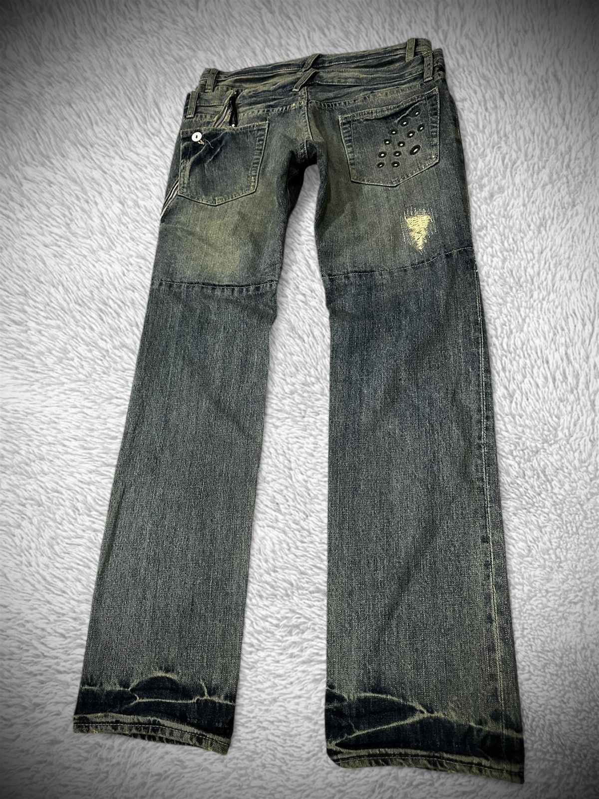 Japanese Brand 💥rare💥 ppfm bondage punk double waist washed denim jeans Size US 32 / EU 48 - 2 Thumbnail