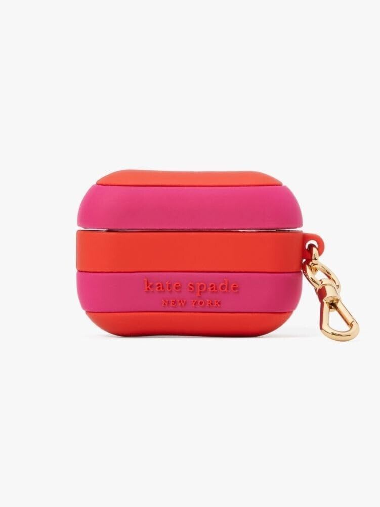 Kate Spade Kate Spade Seaside Striped Silicone Airpods Case Salmon Pink Size ONE SIZE - 1 Thumbnail