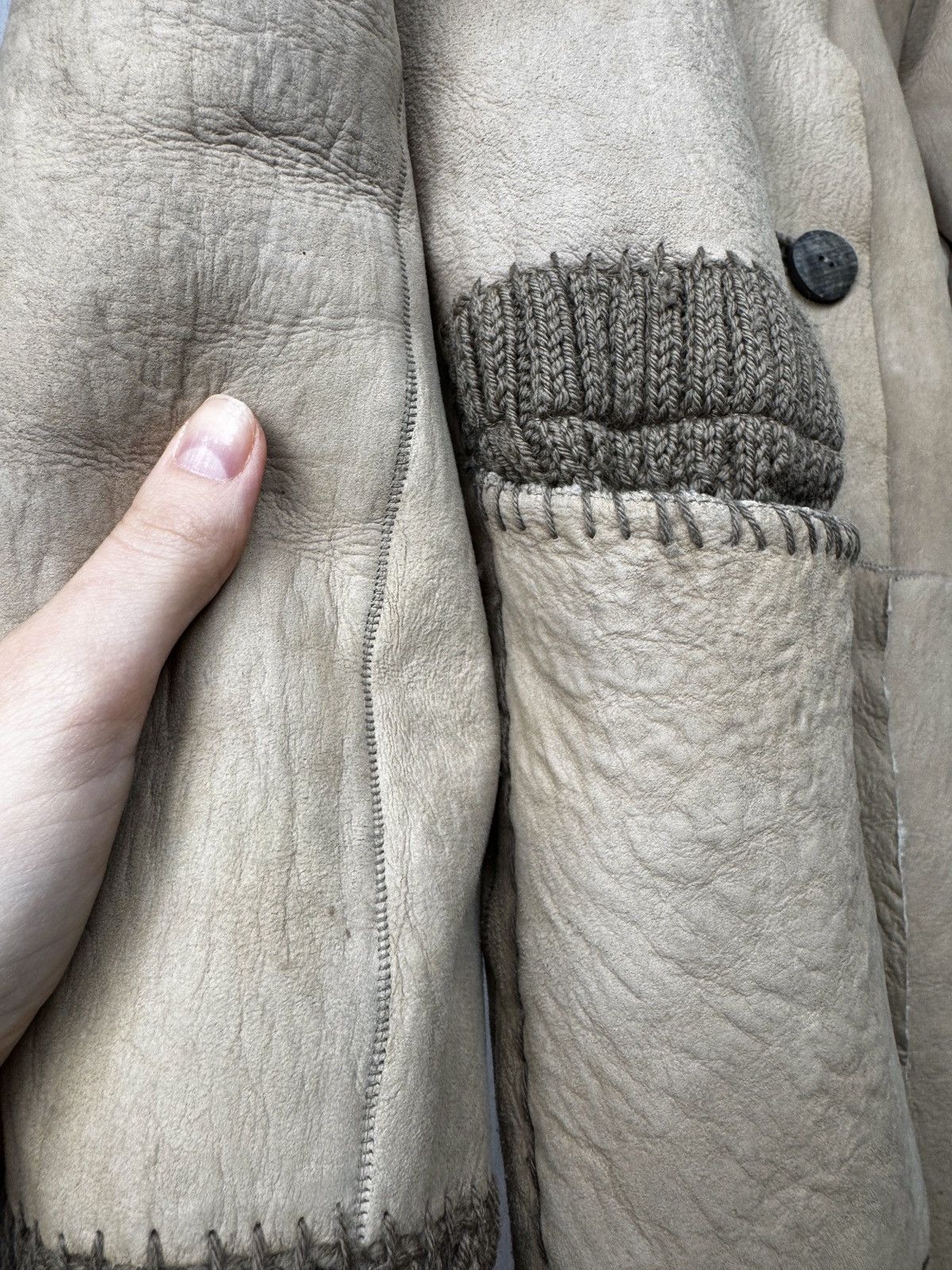 Other Nigel Preston & Knight beige distressed shearling jacket Size L / US 10 / IT 46 - 5 Thumbnail