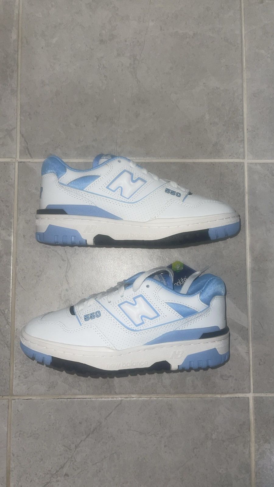 image of New Balance 550 Unc White University Blue Shoes, Women's (Size 4)