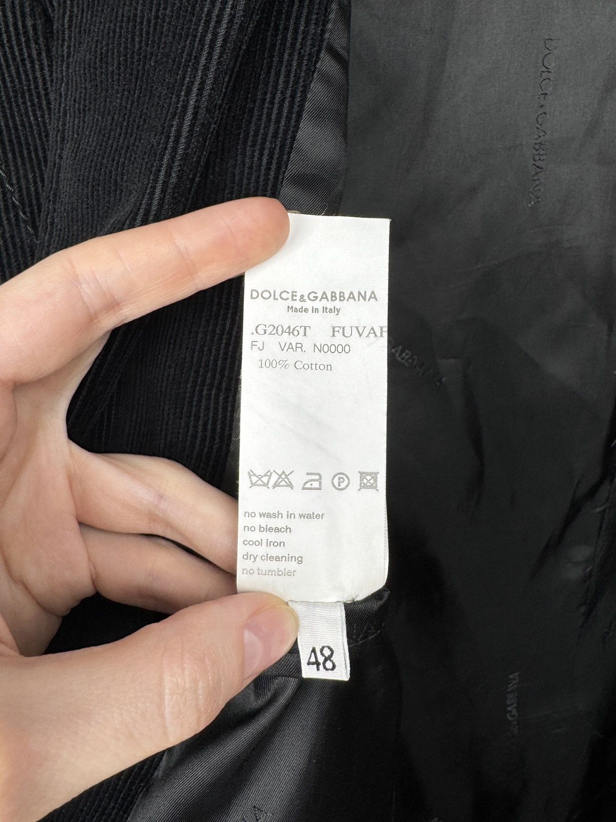 Dolce & Gabbana Dolce & Gabbana black corduroy leather buttons blazer sz 48 Size 38R - 13 Thumbnail