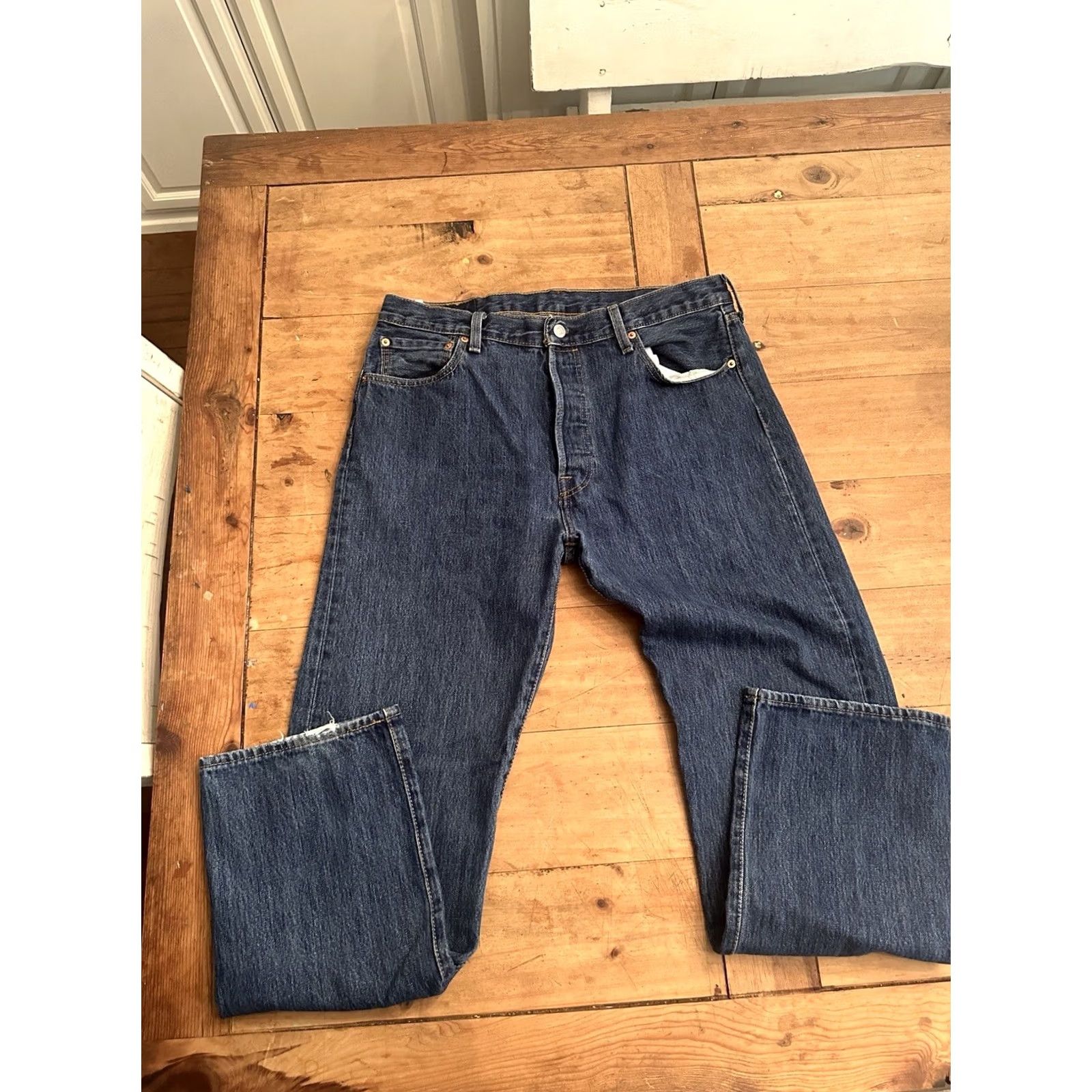 Levi's VINTAGE Levi’s 501 Button Fly Denim Jean Mens Sz 36x32 Blue Jeans 90s Straight Pockets Mens Size US 36 / EU 52 - 5 Thumbnail