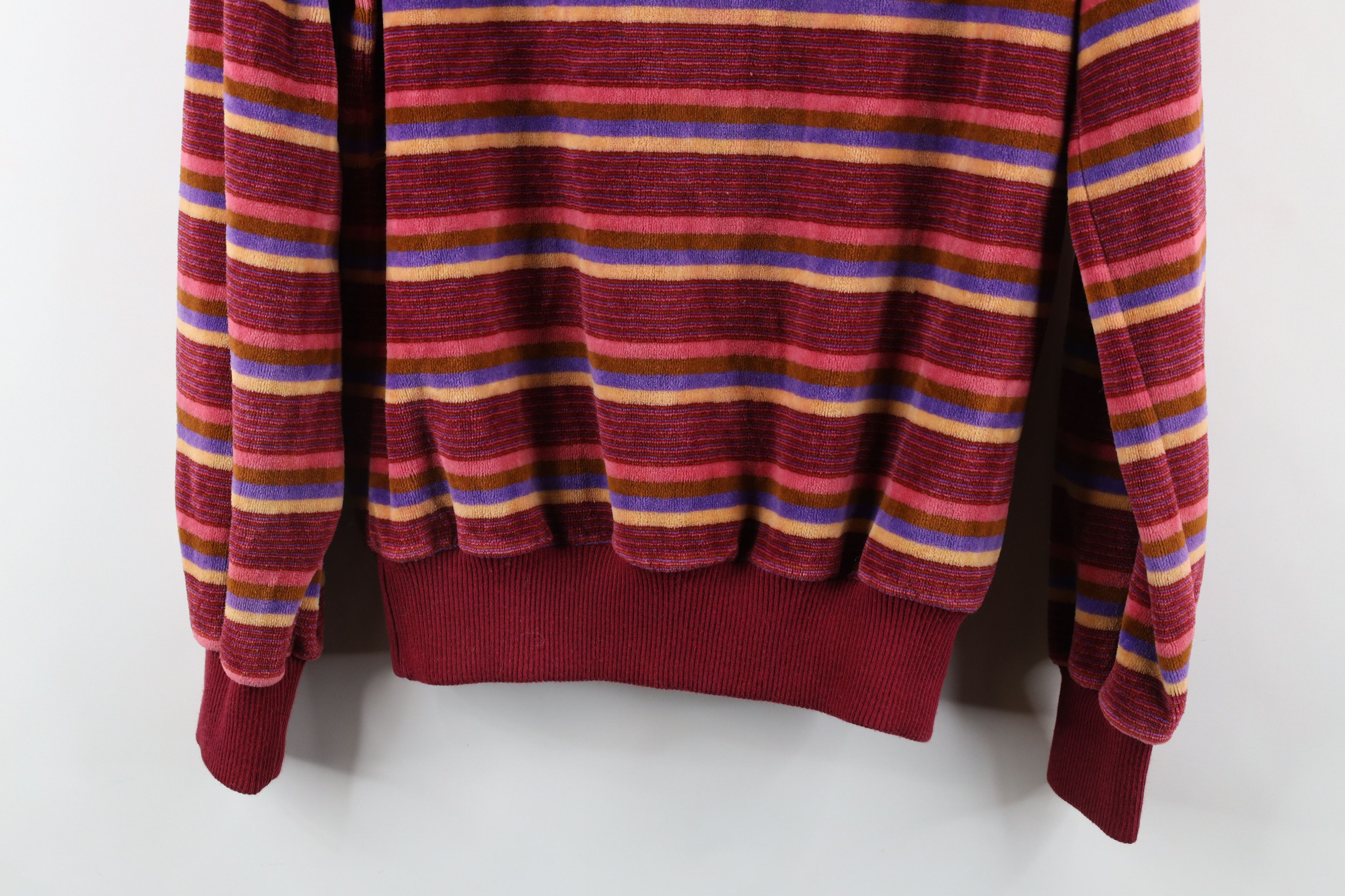 Vintage Vintage 90s Streetwear Striped Velour V-Neck Sweater USA Size M / US 6-8 / IT 42-44 - 8 Thumbnail