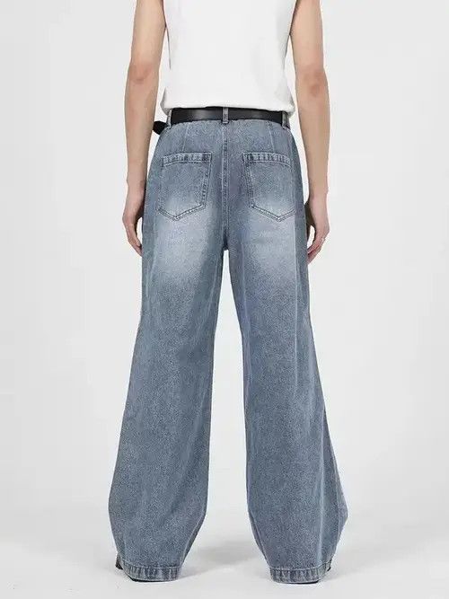 Japanese Brand Wide-leg jeans with heavy-duty hollow metal buttons Size US 32 / EU 48 - 5 Thumbnail