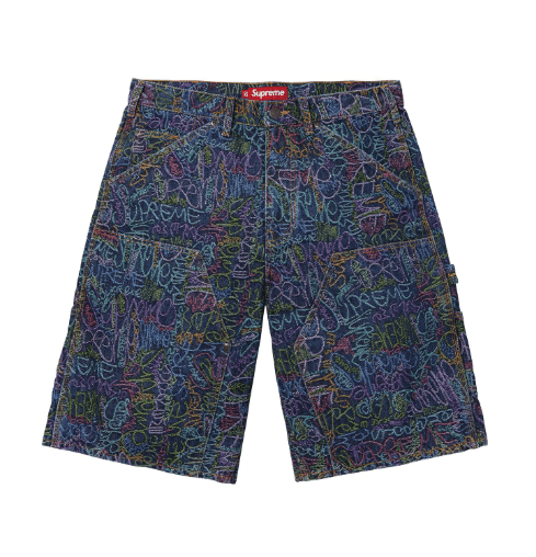Supreme Supreme Handwriting Double Knee Denim Short 36 Indigo Size US 36 / EU 52 - 1 Thumbnail