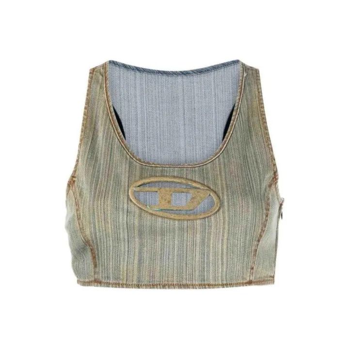 Diesel Diesel Green Sleeveless Graphic Crop Top 0079 Size M / US 6-8 / IT 42-44 - 1 Thumbnail