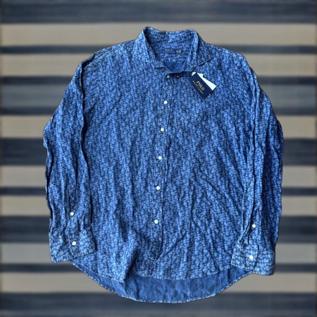 Polo Ralph Lauren VINTAGE Polo Ralph Lauren Indigo Paisley Bandana Button Up Shirt Men’s 2XL Blue Shirt Size US XXL / EU 58 / 5 - 1 Thumbnail