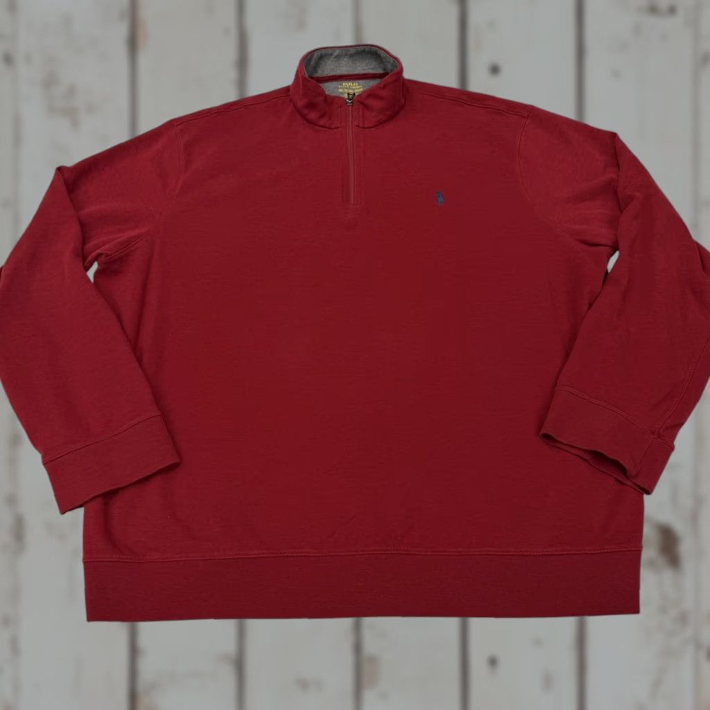 Polo Ralph Lauren Polo Ralph Lauren Sweatshirt Mens 2XL Red Quarter Zip Mock Neck Logo Pony Logo Sweatshirt Size US XXL / EU 58 / 5 - 1 Thumbnail