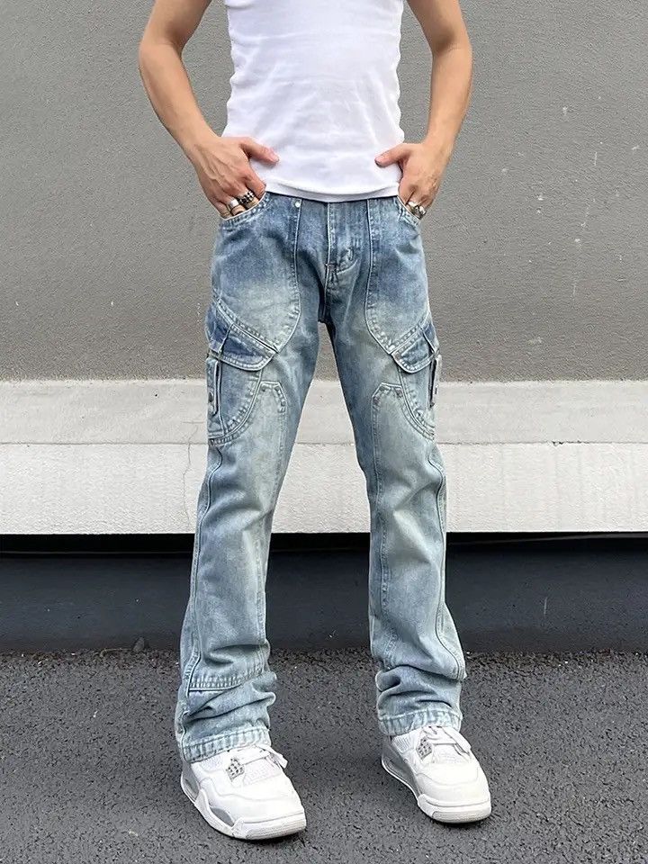 Ripped Jeans for Men Street Slim Blue