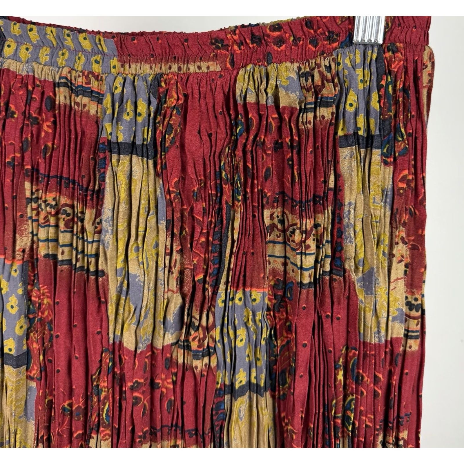 Coldwater Creek VINTAGE Coldwater Creek Skirt Womens Large Crinkle Pleated Rayon Maxi Skirt Western Red 90s Size 36" / US 14 / IT 50 - 2 Thumbnail