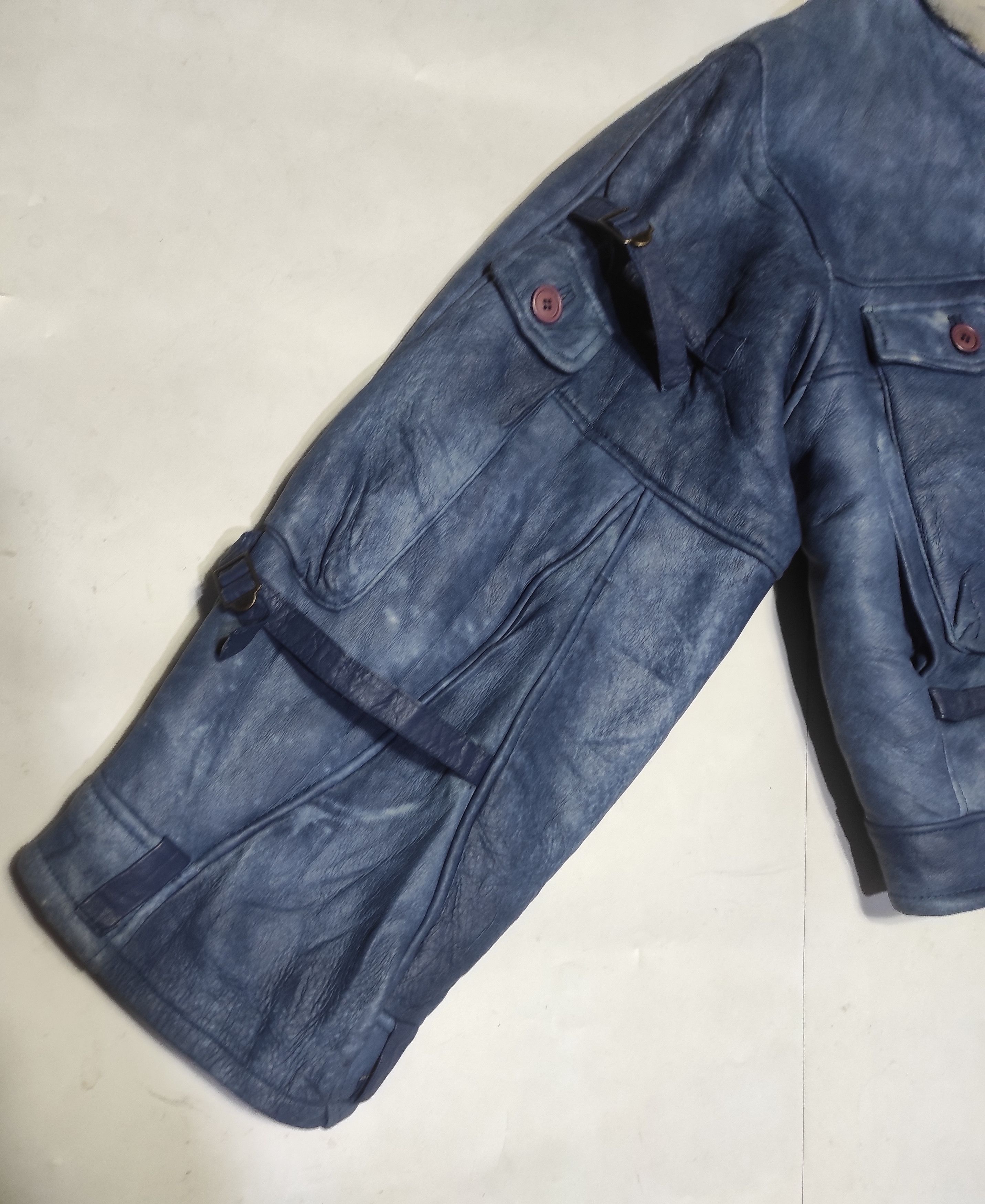 Leather Beautiful Antique Blue Z'ERGO Design Shearling Jacket Size US L / EU 52-54 / 3 - 6 Thumbnail