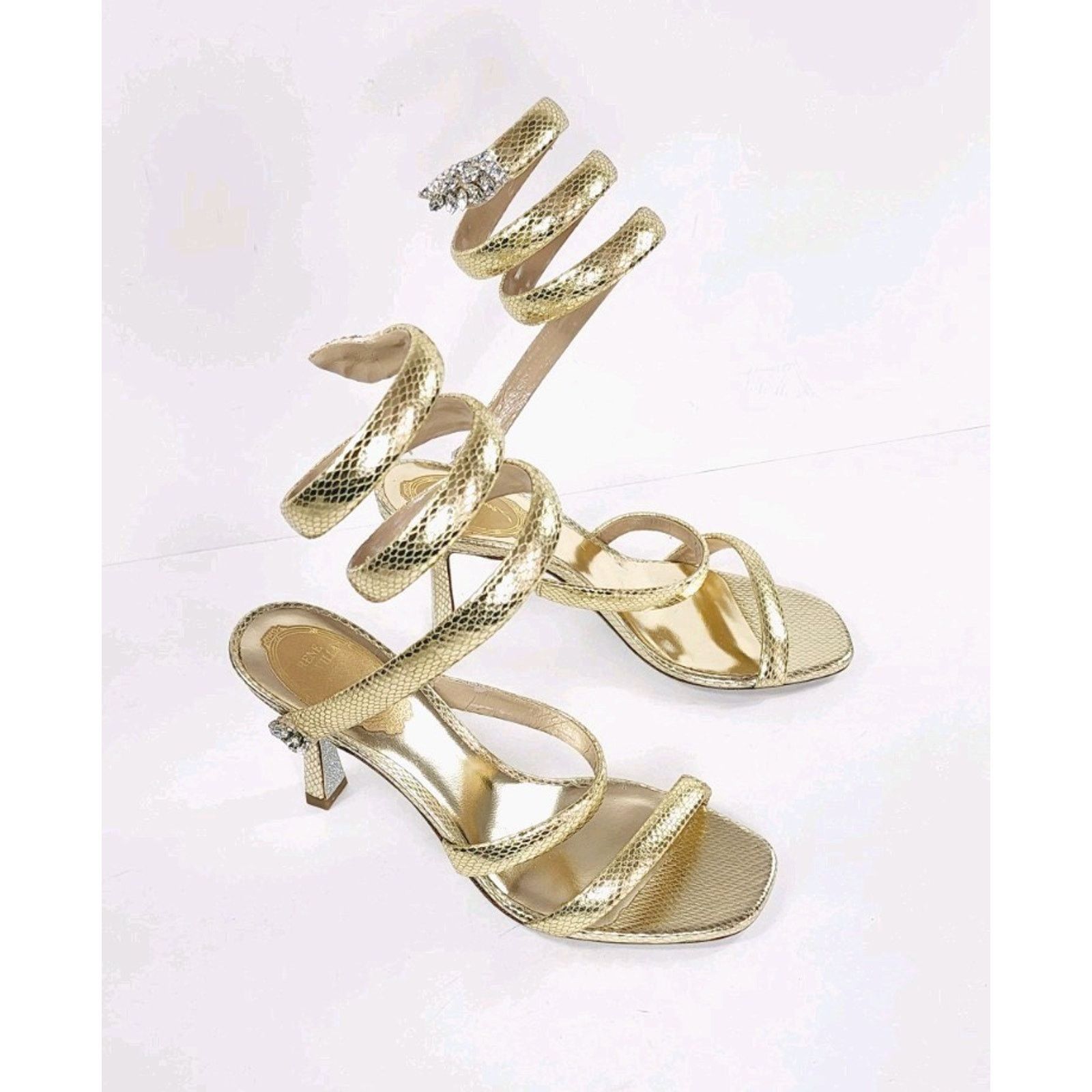 Rene Caovilla $1268 RENE CAOVILLA Leather Sandals US7 UK4EU37 Snake Design Size US 7 / IT 37 - 3 Thumbnail