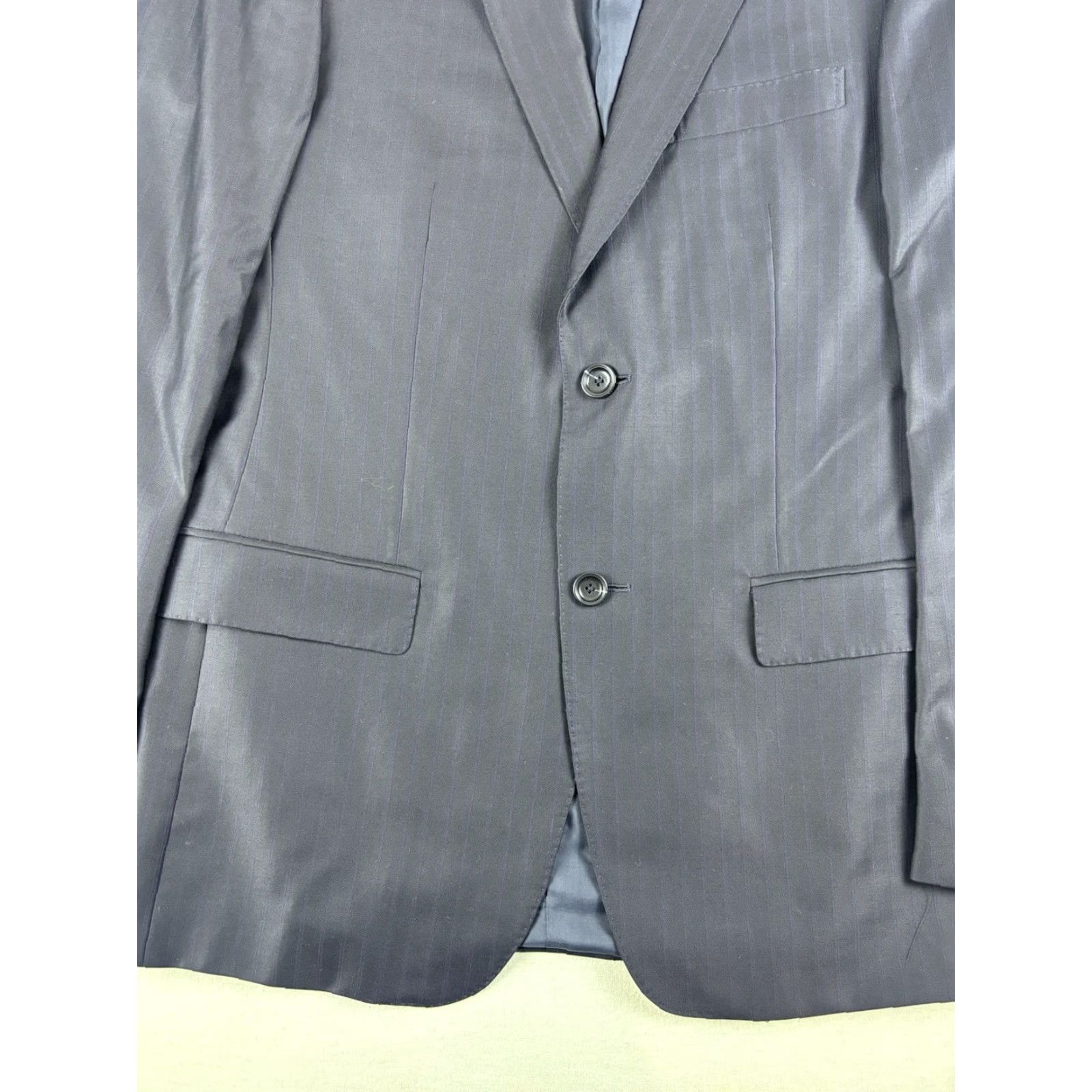 Ermenegildo Zegna Ermenegildo Zegna Sport Coat Mens 38 Blue Wool Regular Notch Lapel Four-Button Single-Breasted Jacket Coat Sports Button Up Size US XXS / EU 40 - 3 Thumbnail