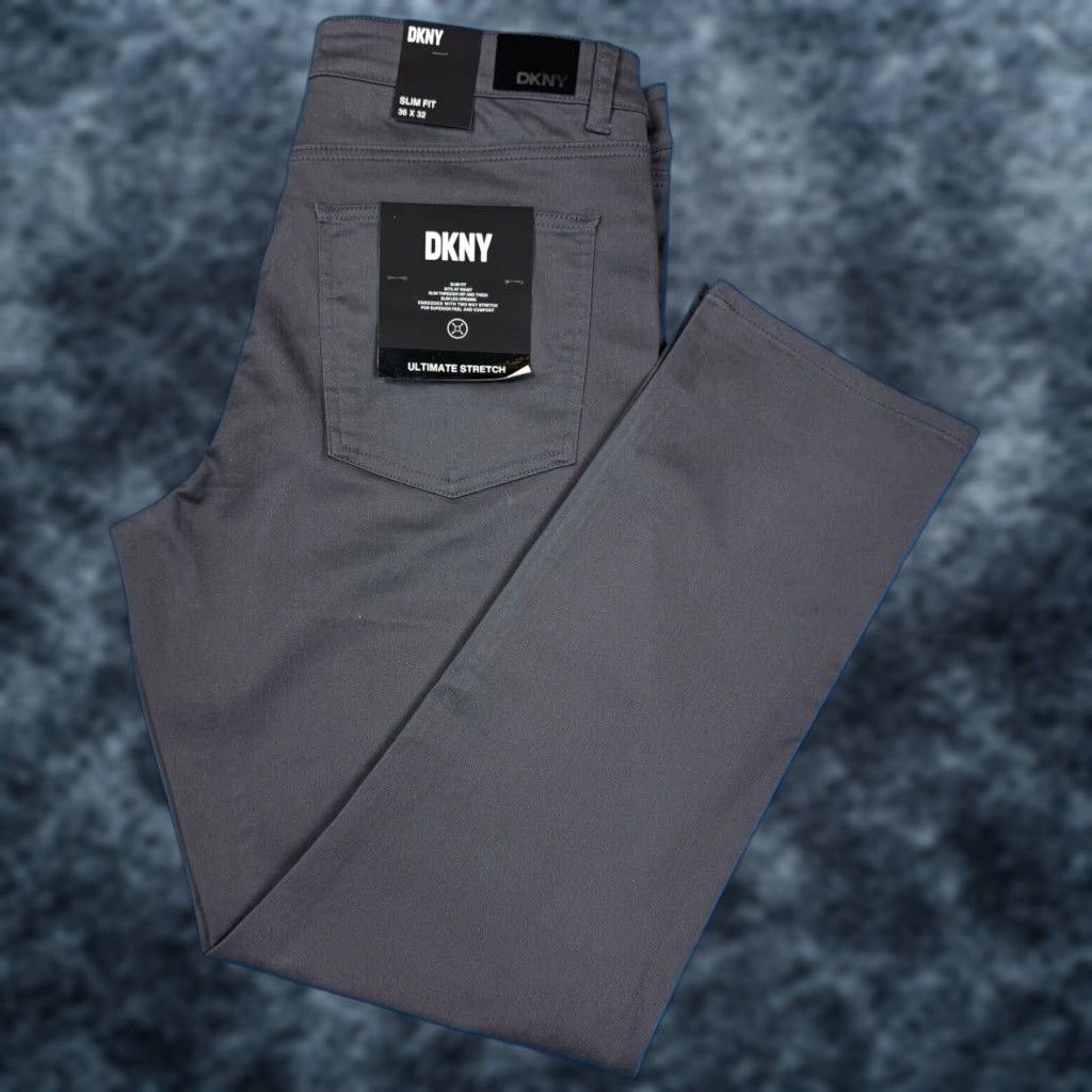 DKNY Stanton Slim Fit Ultimate Stretch Gray 5 Pockets Pants Mens Size 36x32 Straight Leg Modern Casual Classic Comfort MSRP 79