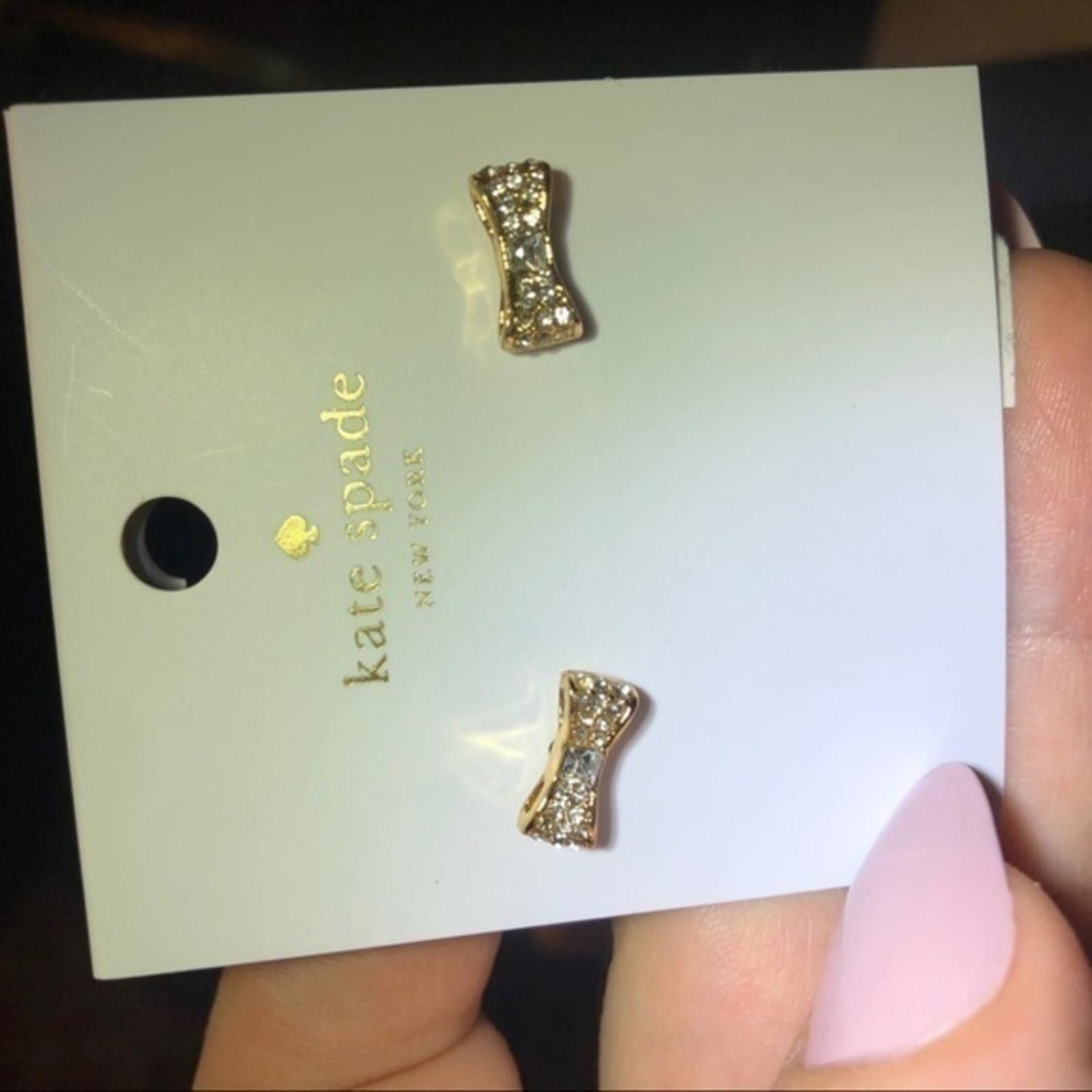 Designer Kate Spade Pave Bow Gold Stud Earrings NWT Size ONE SIZE - 4 Thumbnail
