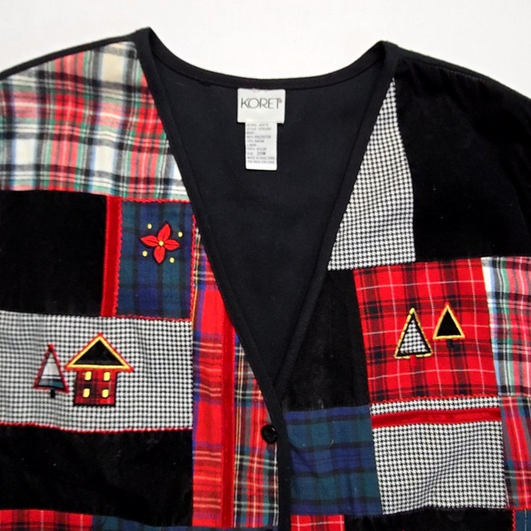 Vintage Vintage Koret Patchwork Vest Plaid Holiday 20W Christmas Size 3XL / US 20-22 - 4 Thumbnail