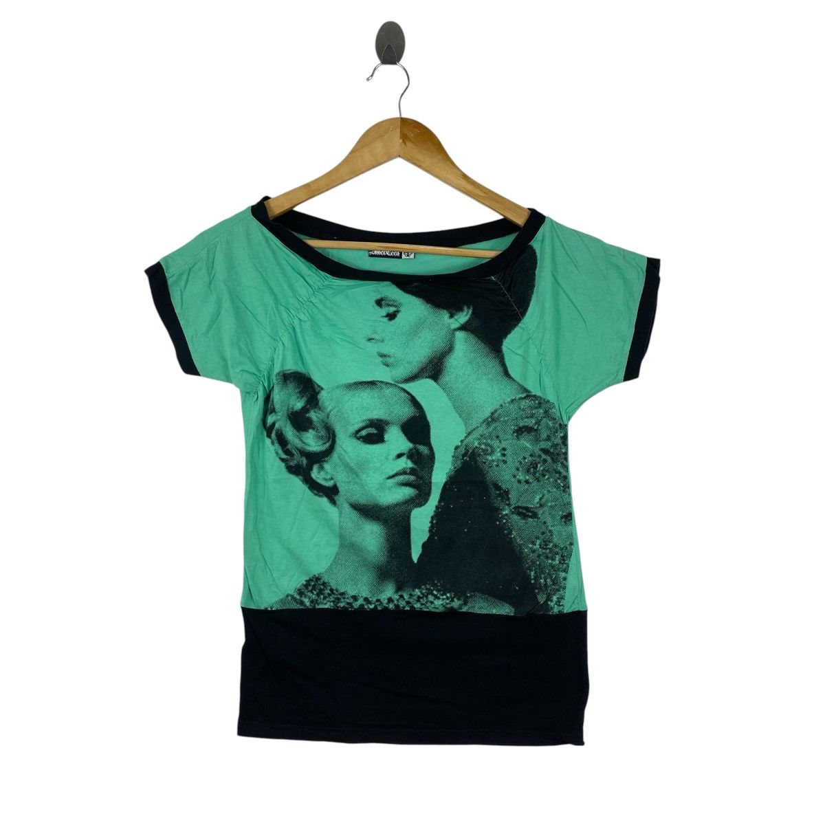 Japanese Brand Alberteen Y2K Graphic Tee Green Face Print Size S VGVC Size S / US 4 / IT 40 - 1 Thumbnail