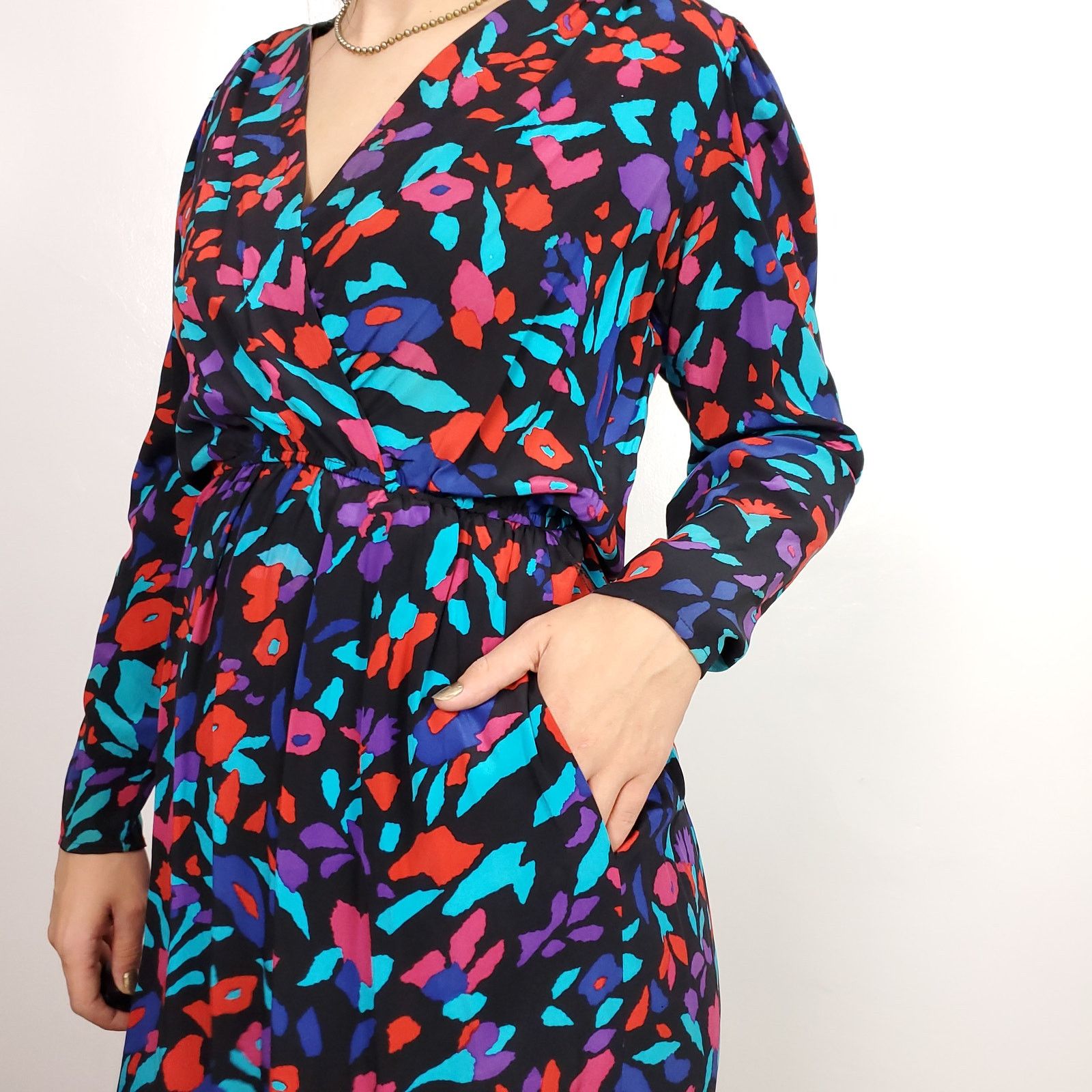 Saks Fifth Avenue Vintage Silk Saks Fifth Ave Funky Print Dress 6 Size M / US 6-8 / IT 42-44 - 3 Thumbnail
