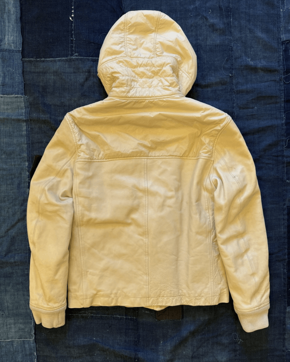 Stone Island Stone Island White Leather Hooded Jacket Size US L / EU 52-54 / 3 - 2 Thumbnail