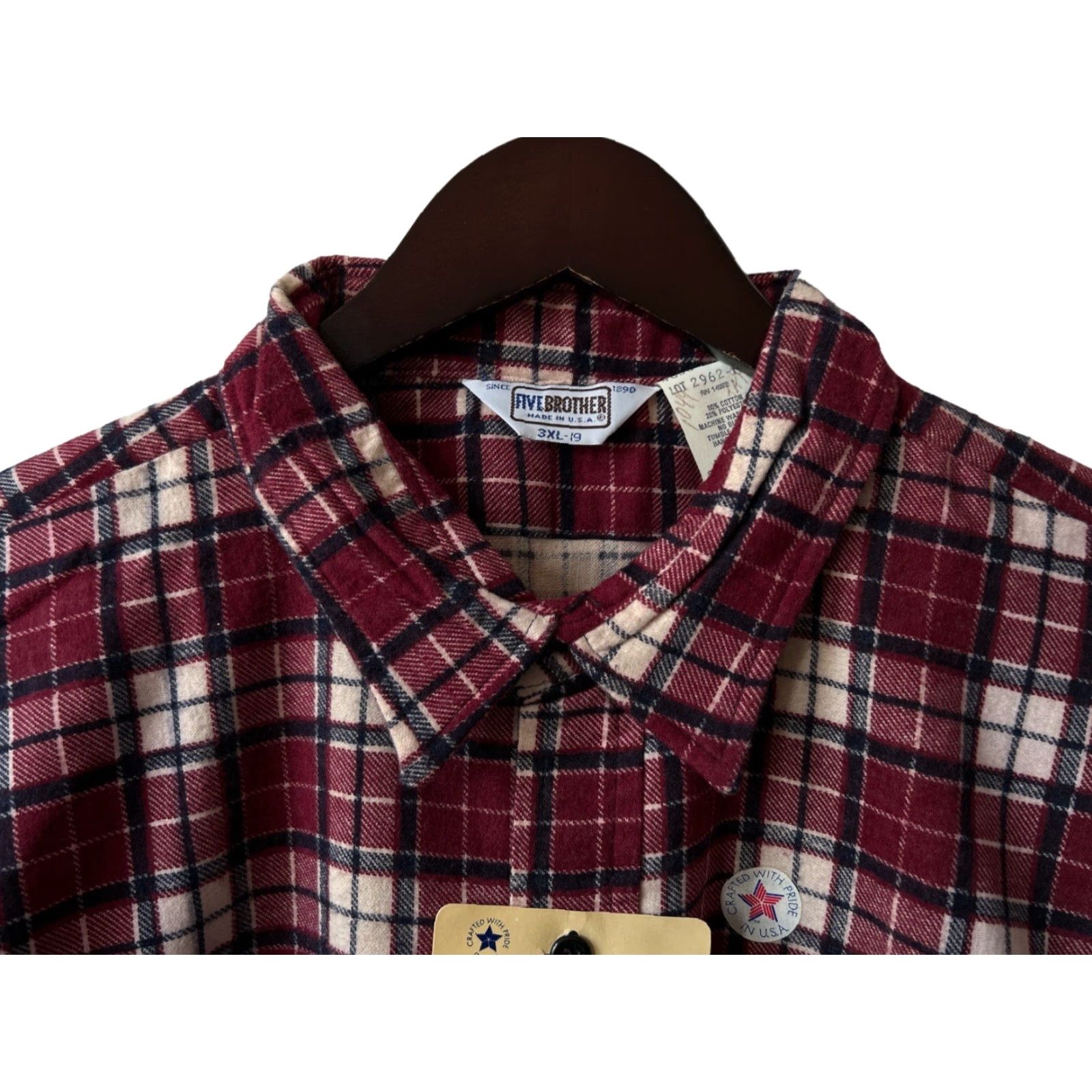 Vintage VINTAGE Five Brother Dakota Plaid Flannel Shirt Mens 3XL Red USA NWT NOS Button-Up Long Sleeve Cotton 80s Size US XXL / EU 58 / 5 - 4 Thumbnail