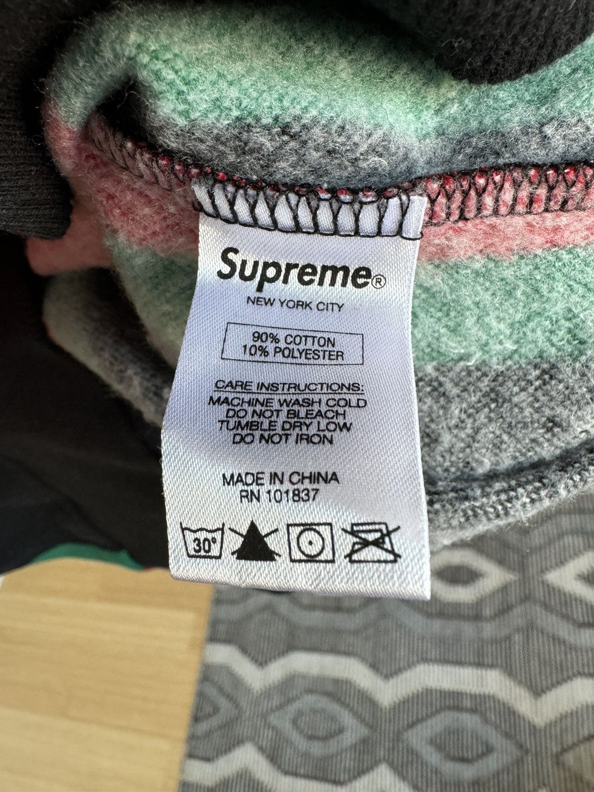Supreme Striped Supreme Hoodie Size US M / EU 48-50 / 2 - 4 Thumbnail