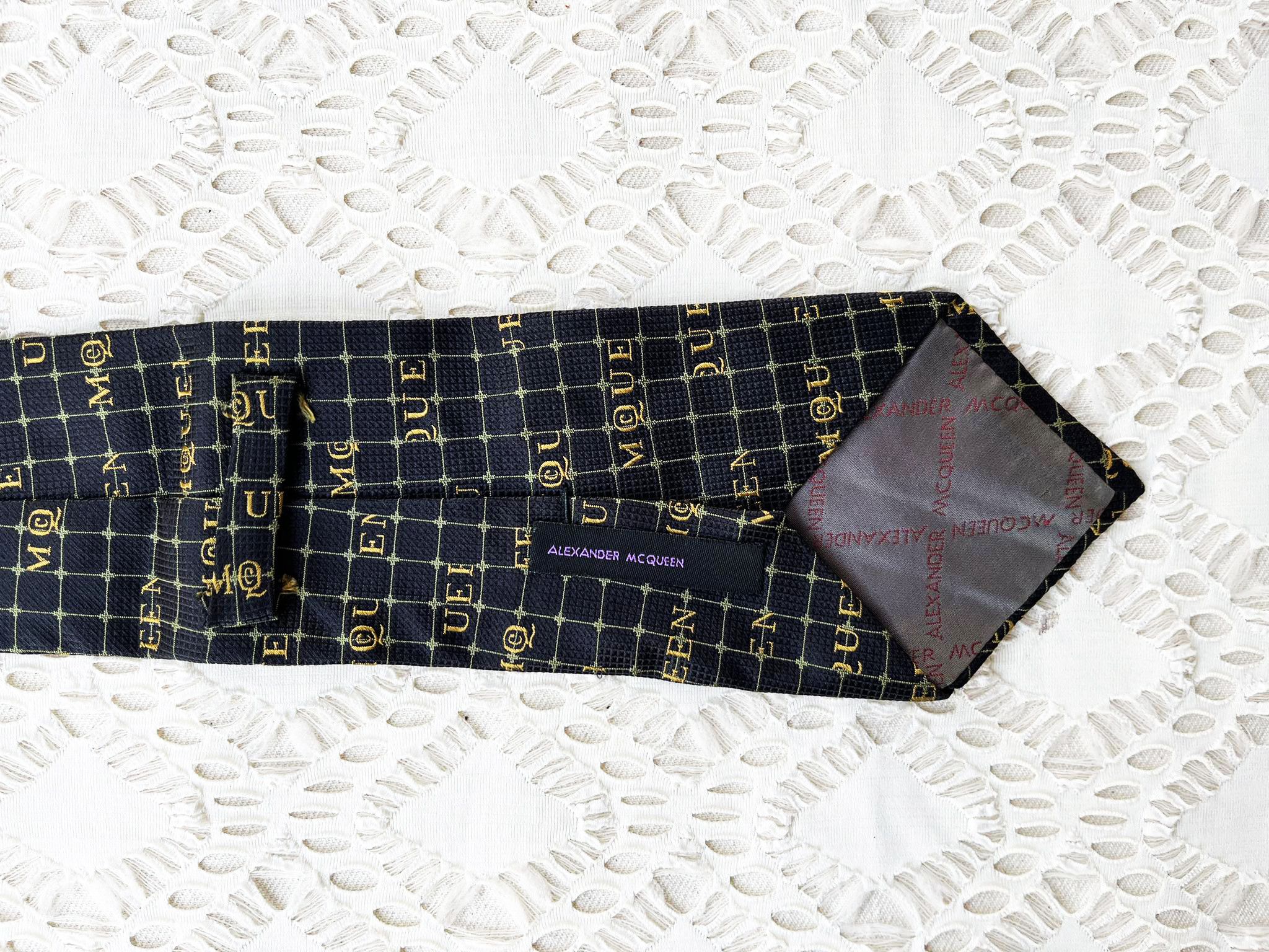 Alexander McQueen ALEXANDER MCQUEEN Monogrammed logo printed silk Necktie Size ONE SIZE - 2 Thumbnail