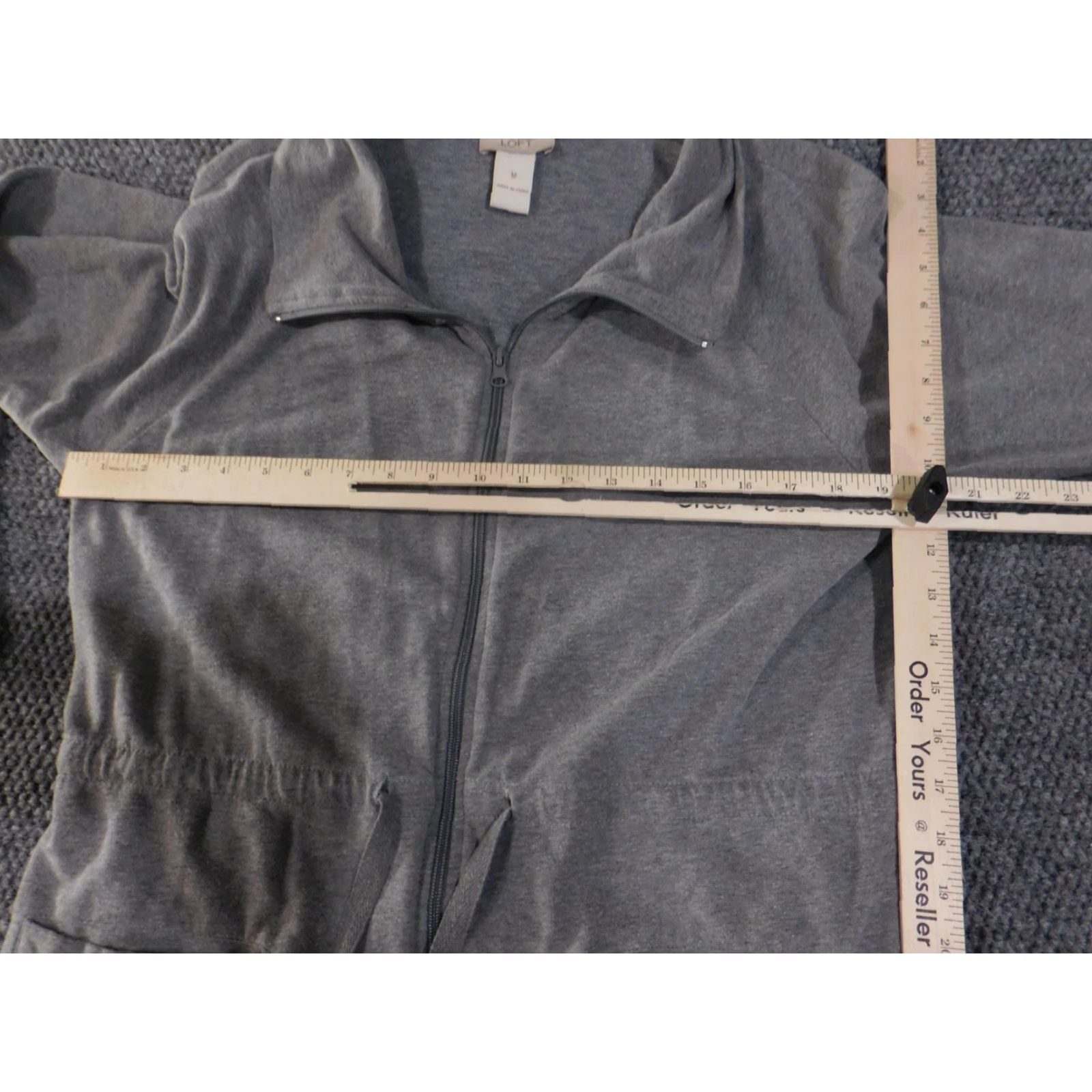 Loft LOFT Jacket Womens Medium Gray Zip Up Long Lightweight Pockets Casual Drawstring Size M / US 6-8 / IT 42-44 - 6 Thumbnail