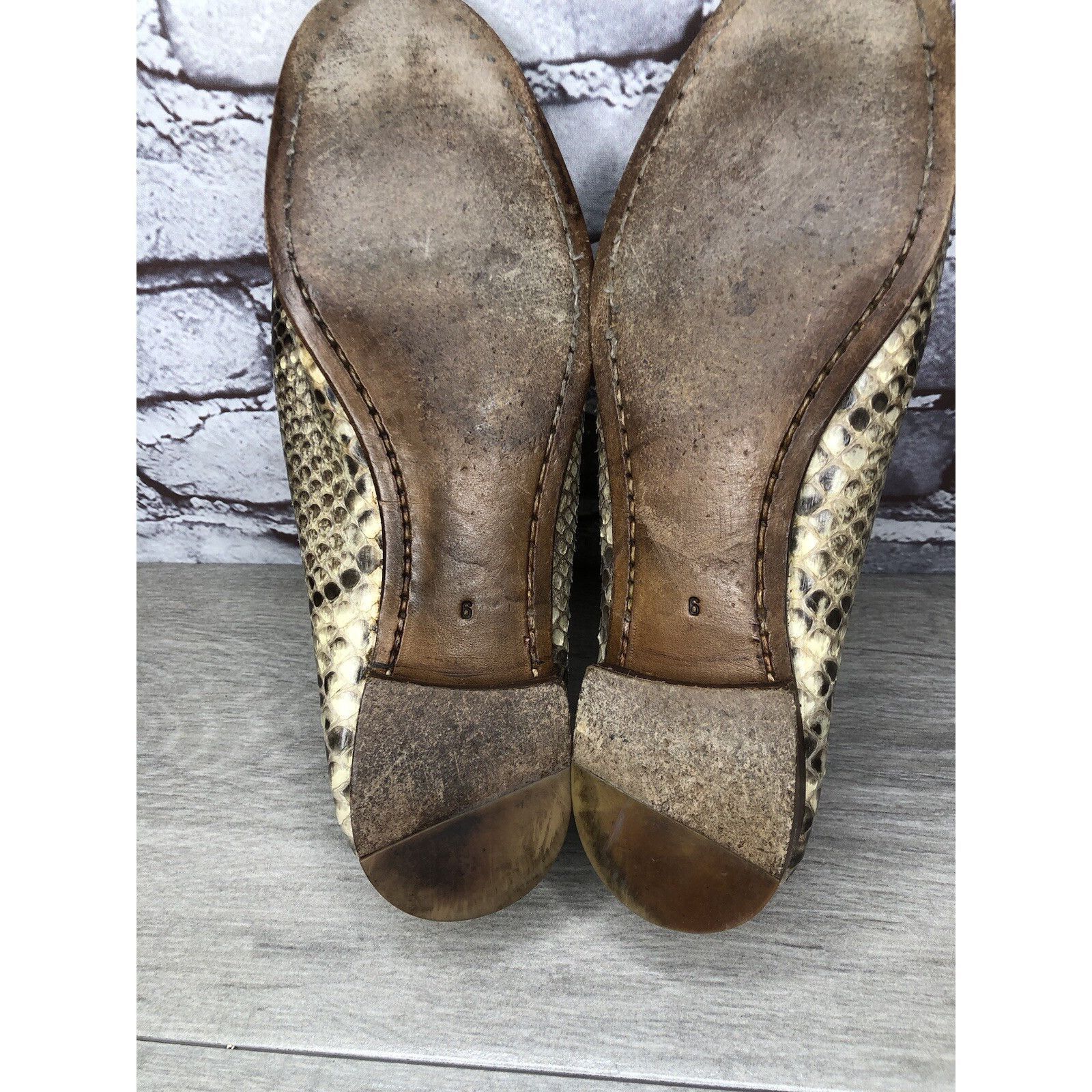 Carmina Carmina Cream Black Snakeskin Python Print Leather Women Sz Size US 6 / IT 36 - 21 Thumbnail