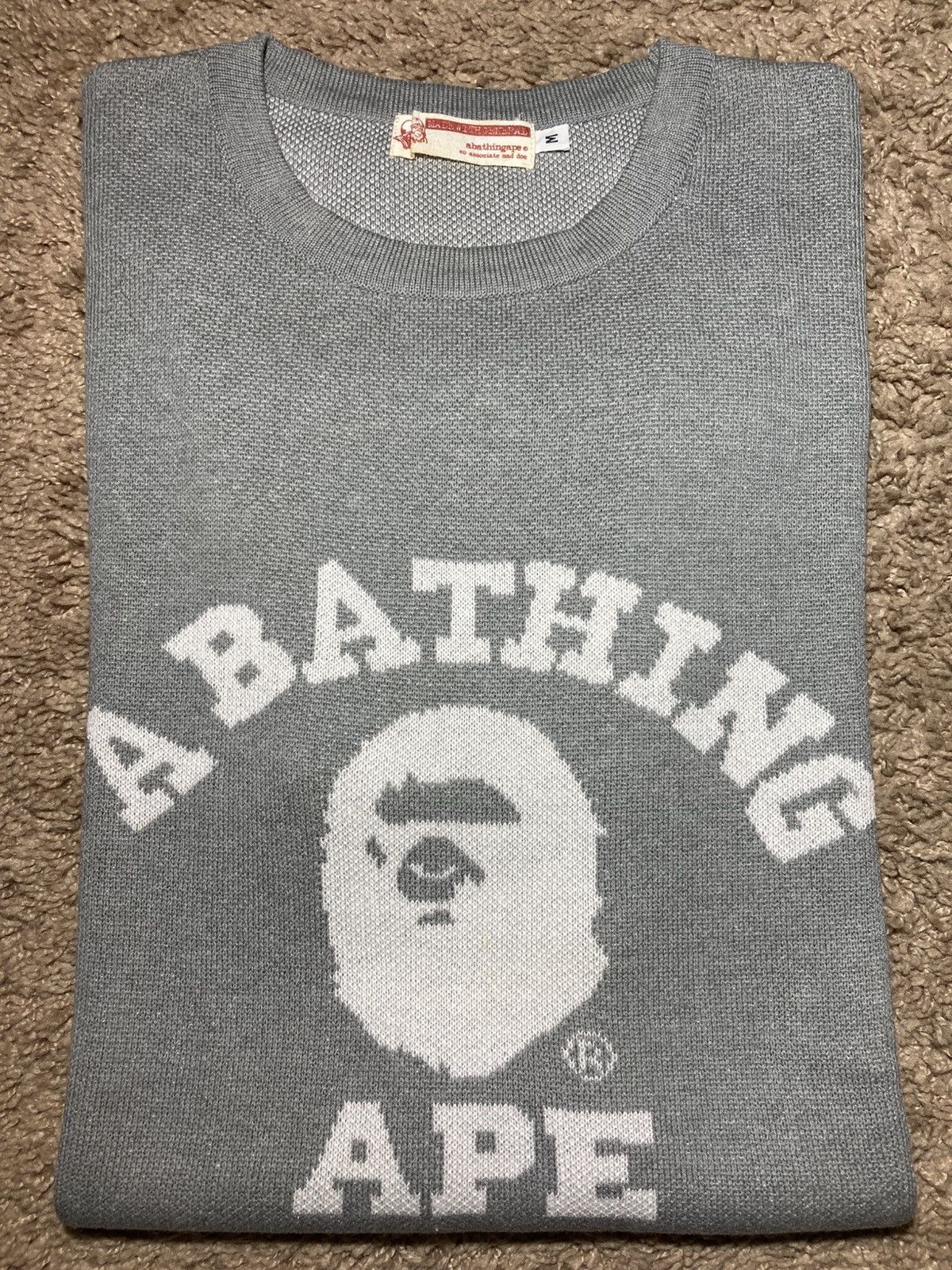 Bape 1999 Bape College Logo Knit Top White 90s OG Vintage Ape Size US M / EU 48-50 / 2 - 1 Thumbnail