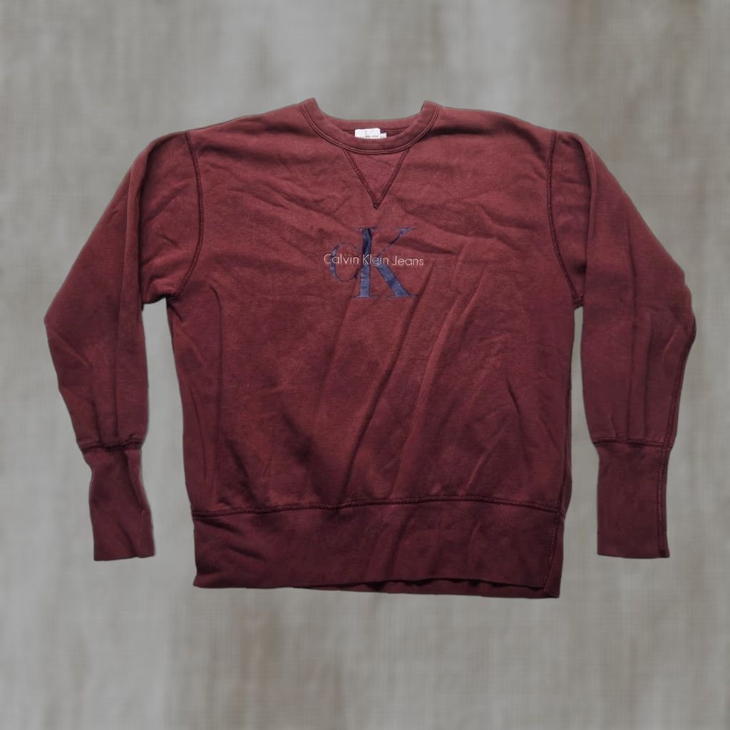 Calvin Klein Calvin Klein Red Sweater Pullover Adult Men's Size M Knit CK Spellout Logo Classic Size US M / EU 48-50 / 2 - 1 Thumbnail