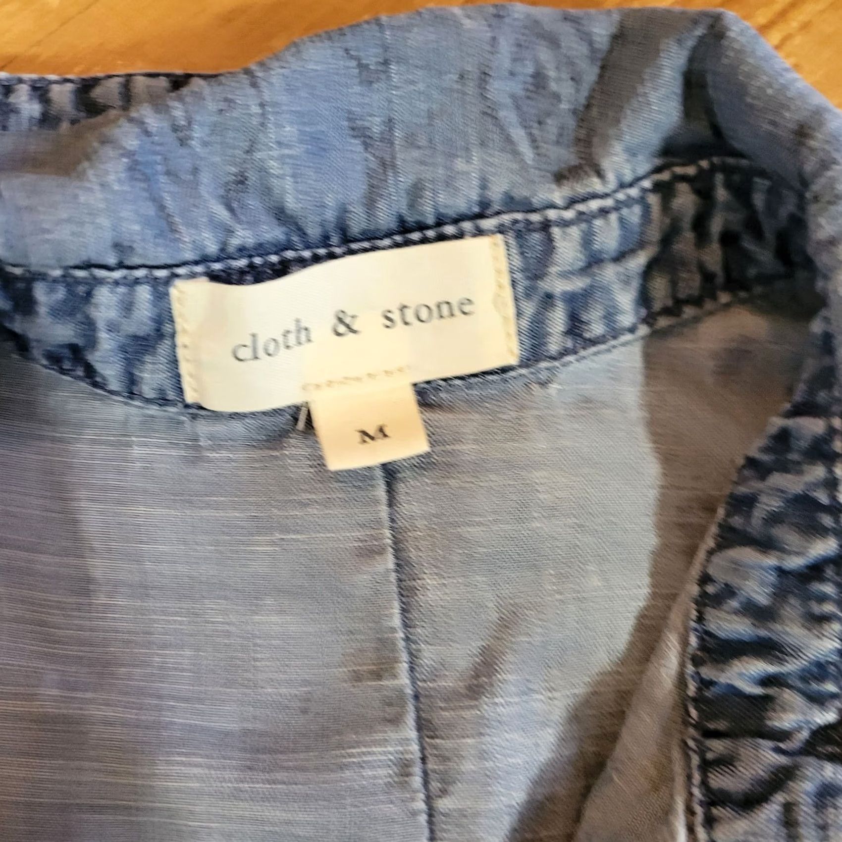 Denime Cloth & Stone Top Shirt Womens Medium Blue Chambray Southwest Aztec Casual Shirt Womens M Blue Southwestern Pattern Button Front Blouse Size M / US 6-8 / IT 42-44 - 4 Thumbnail